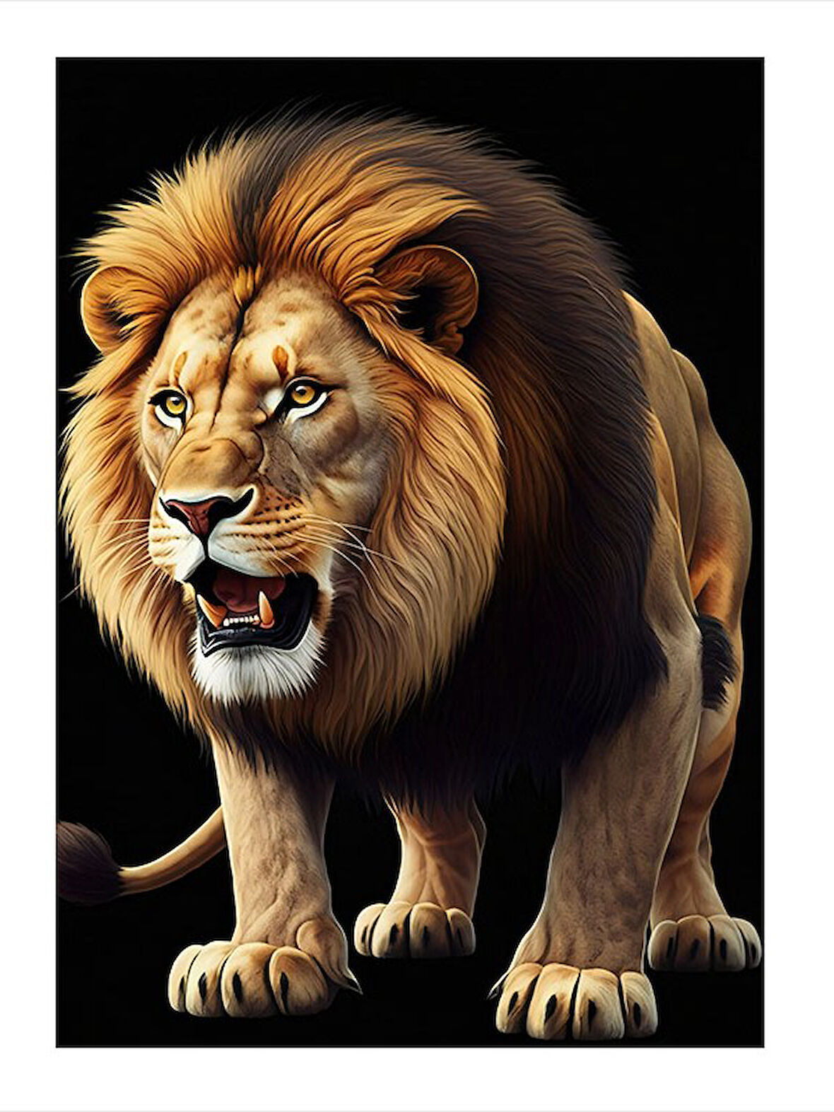 Aslanın Güçlü Duruşu Desenli Mdf Tablo