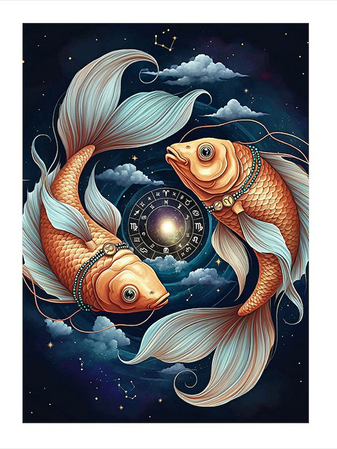 Yin Yang Temalı Balıklar Mdf poster