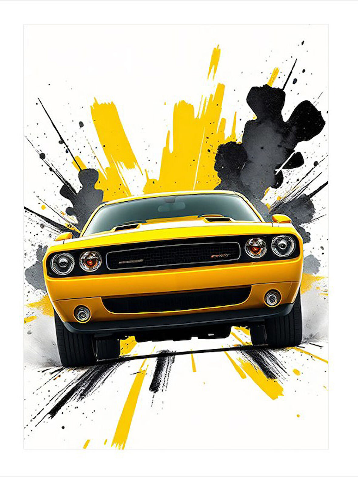 Sarı Spor Araba Dekoratif ahşap Tablo