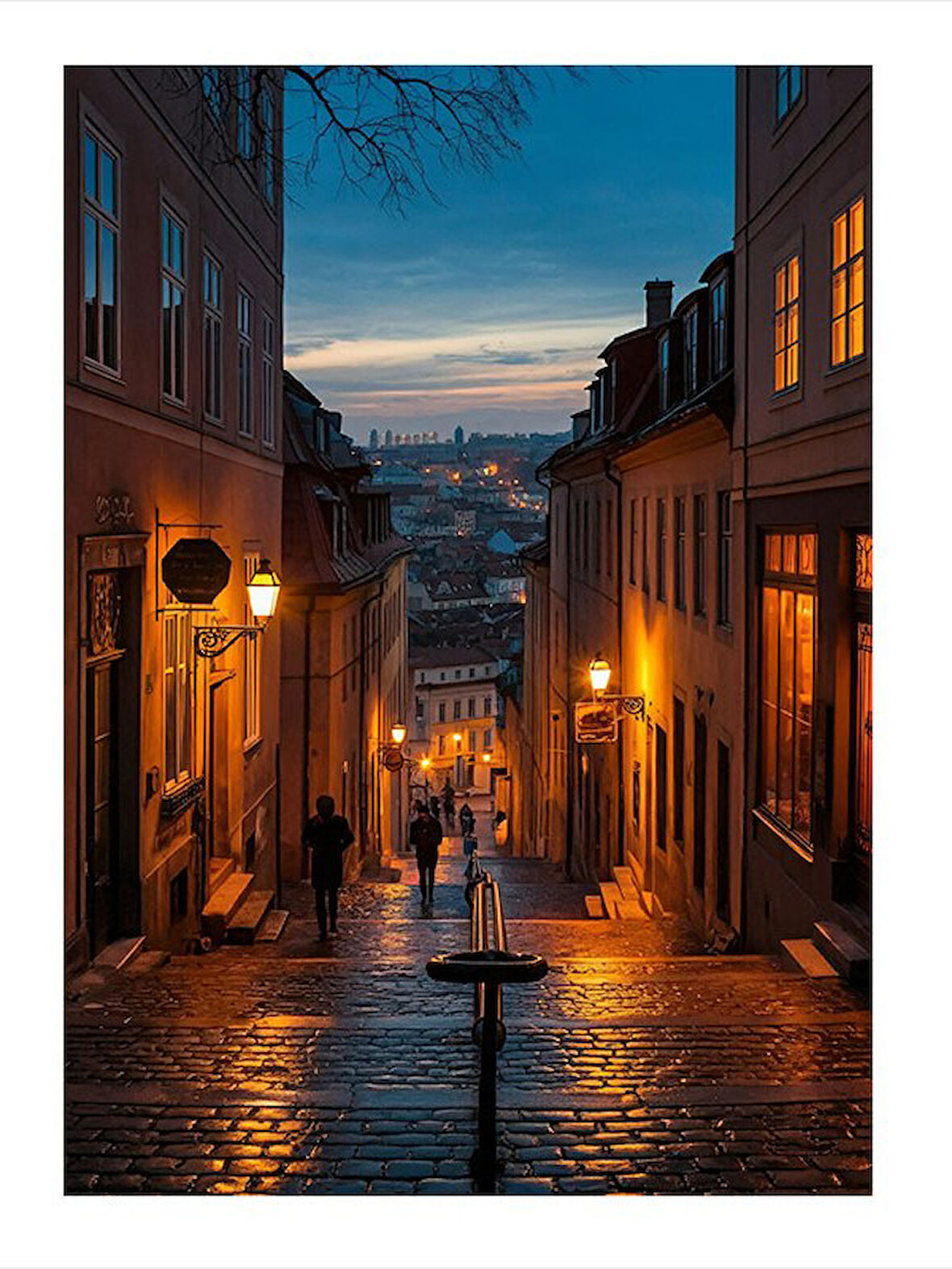 Gece Sokak Manzarası Tasarım Mdf Tablo