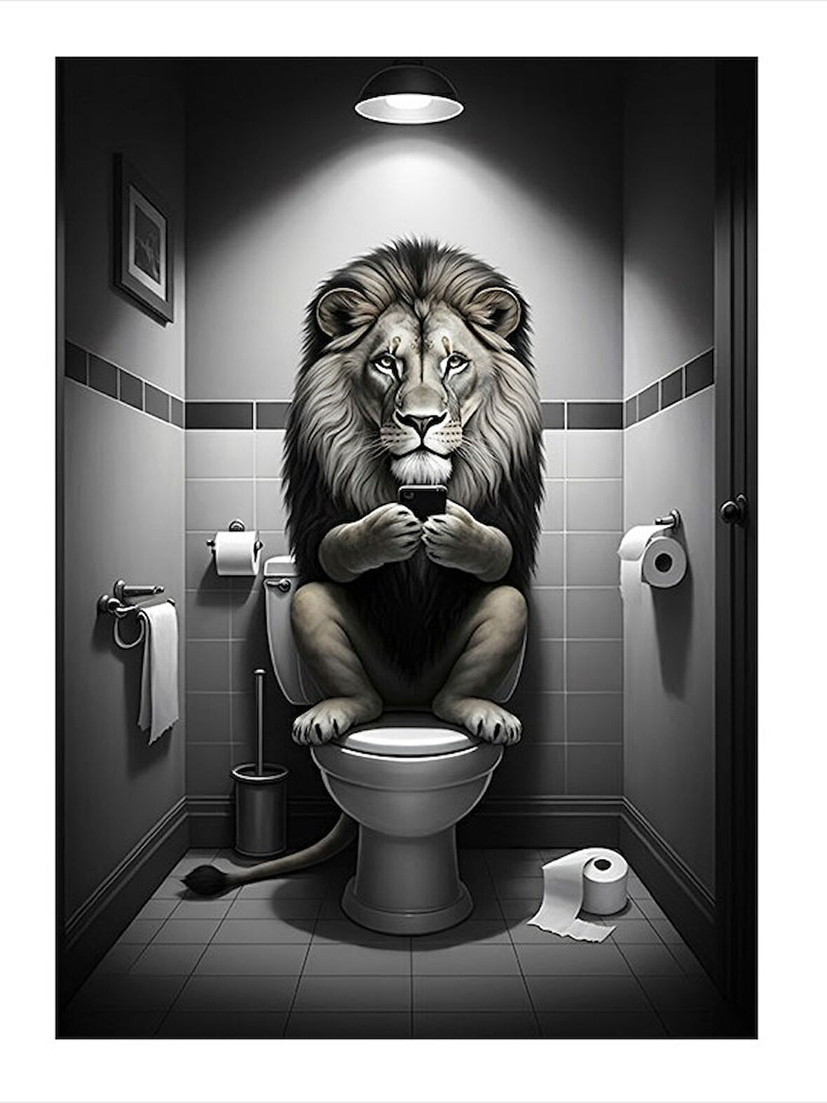 Tuvalette Oturan Aslan Hediyelik Mdf Tablo