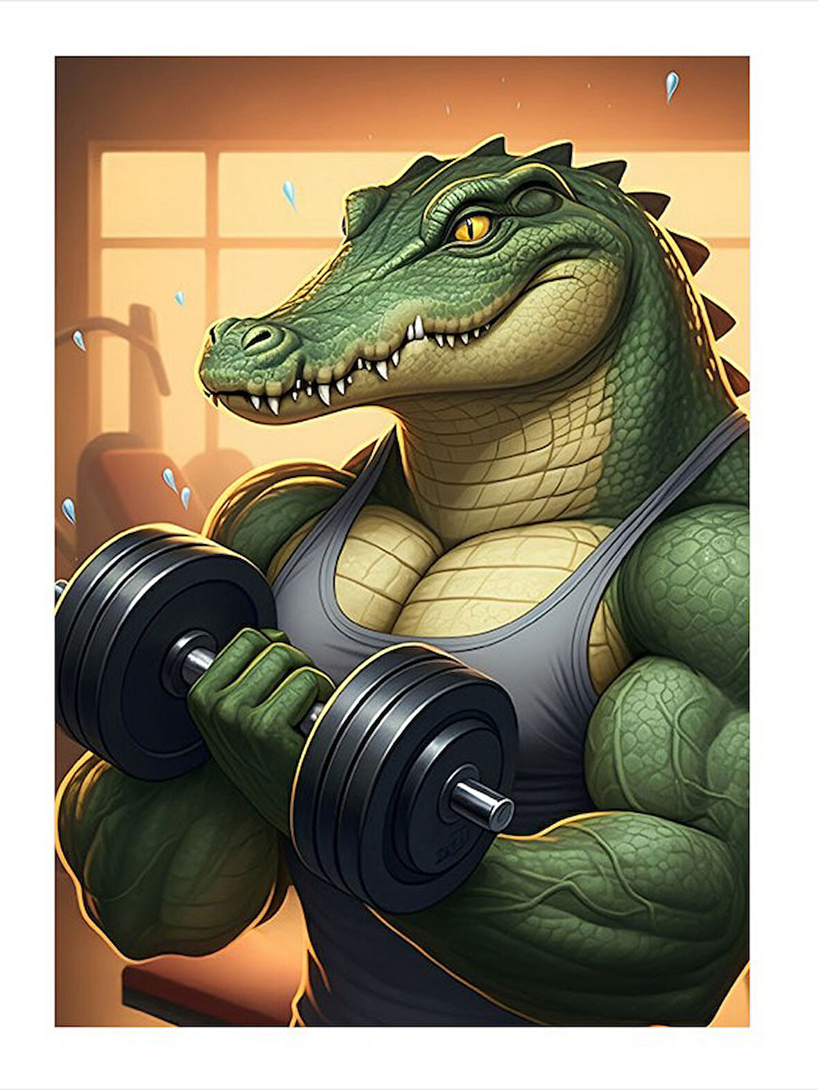 Ağırlık Kaldıran Timsah Mdf poster