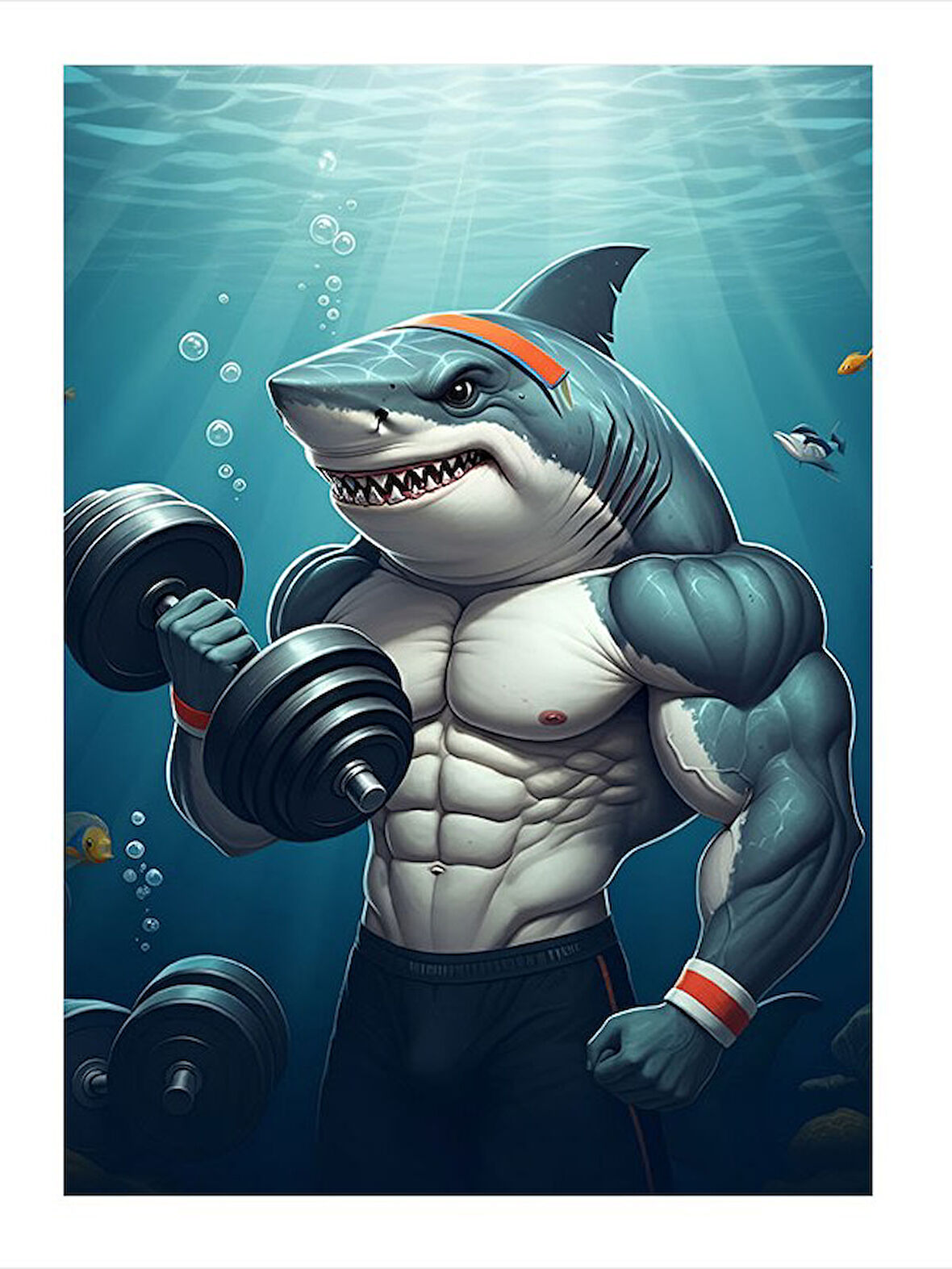 Kaslı Köpekbalığı Art Mdf Poster