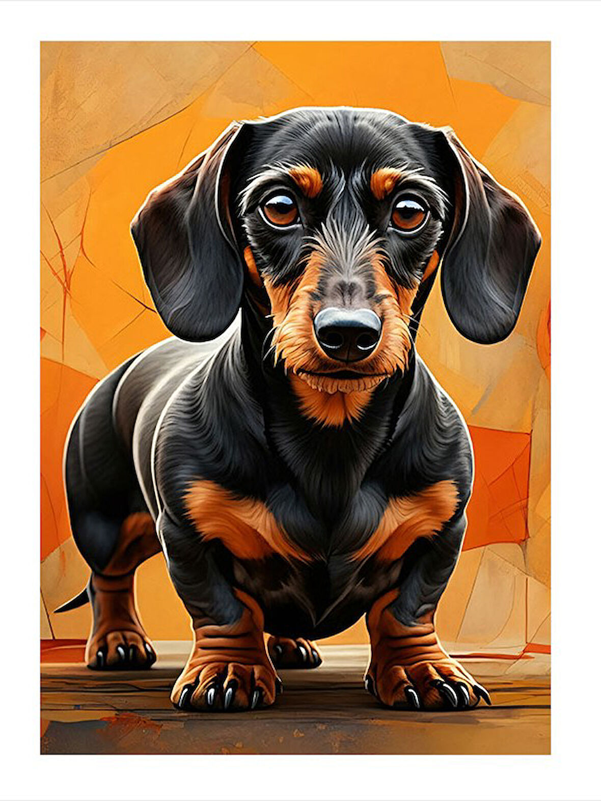 Sevimli Dachshund Köpek Art Mdf Tablo