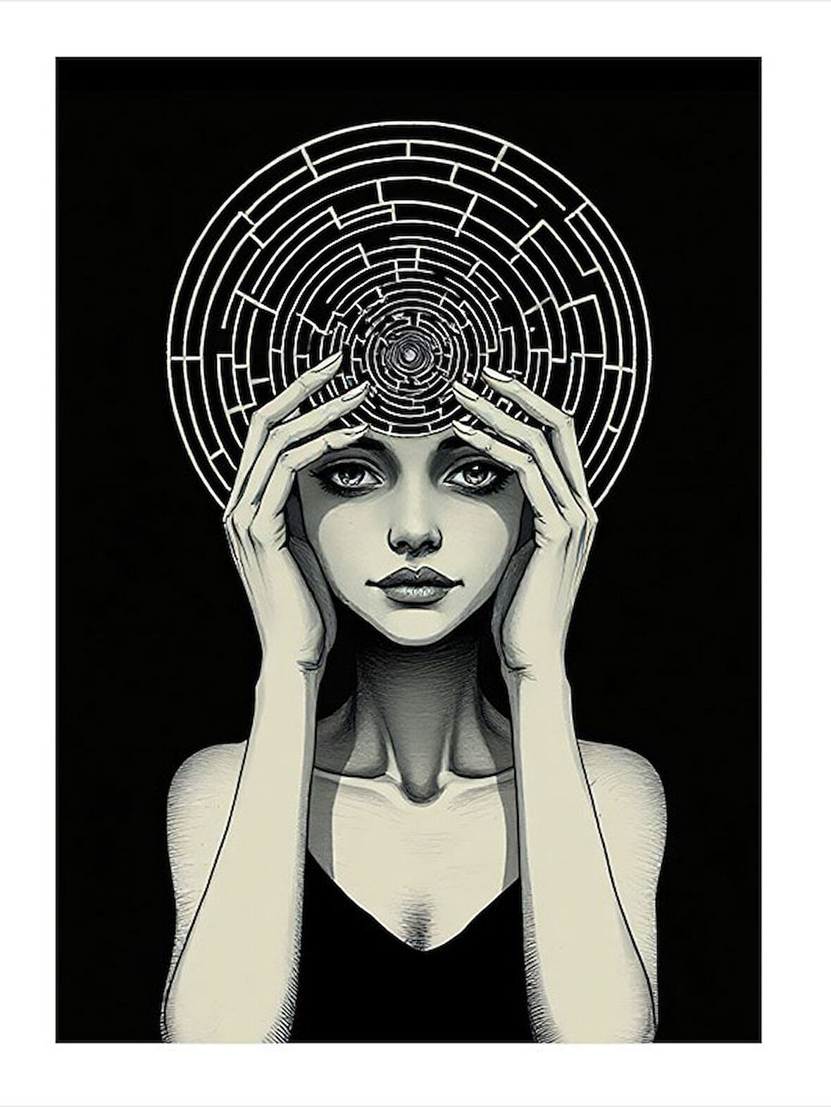 Zihnin Labirentleri Kadın Model Ahşap Tablo