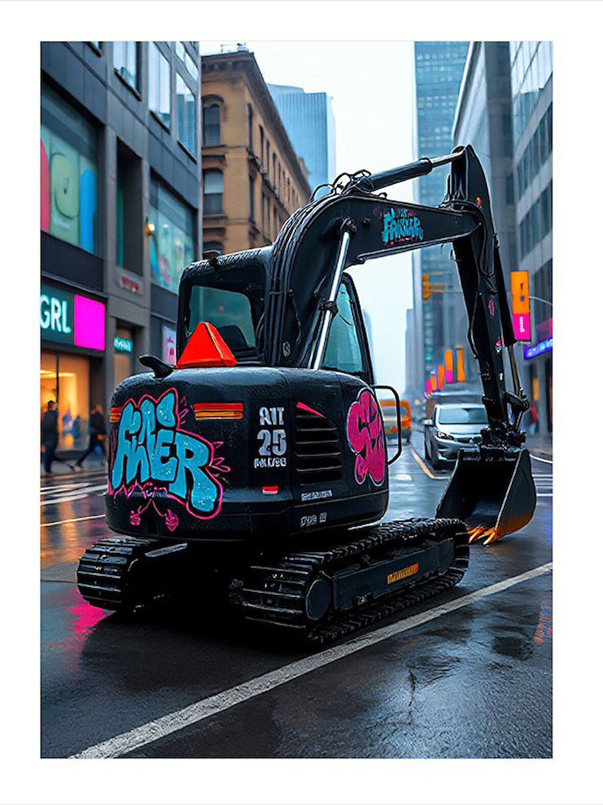 Kepçe Ve Grafiti Dekoratif ahşap Tablo