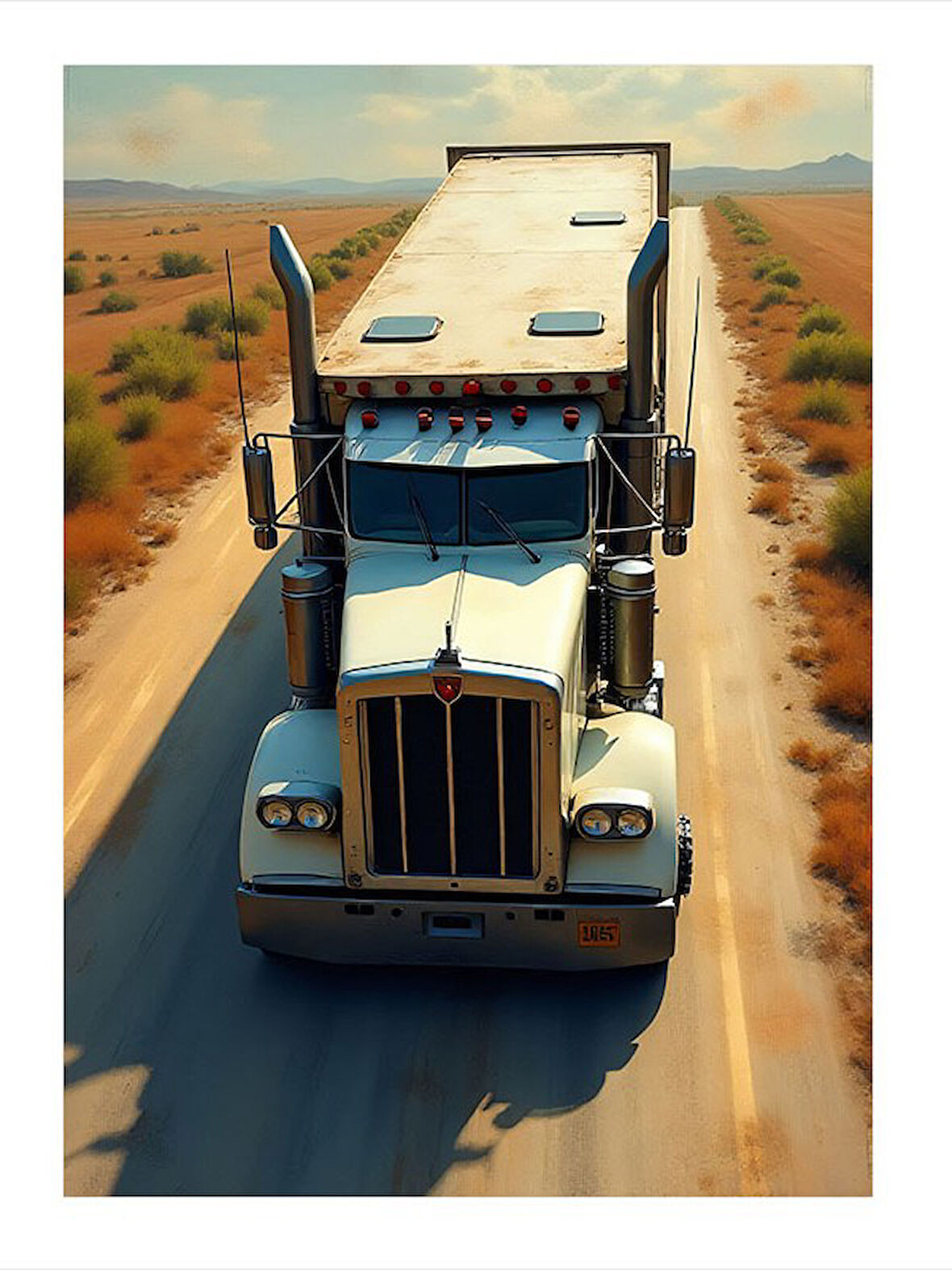 Çöl Yollarında Tır Art Mdf Poster