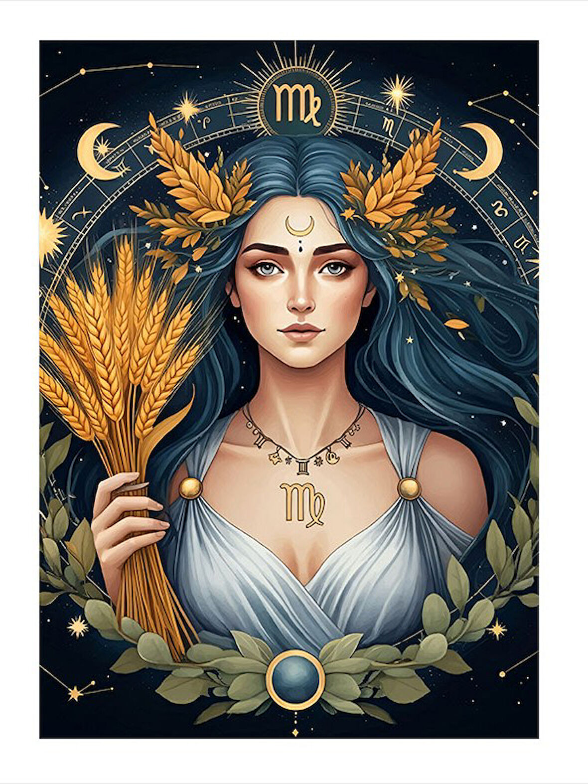 Başak Burcu Simgesi Tasarım Ahşap Tablo