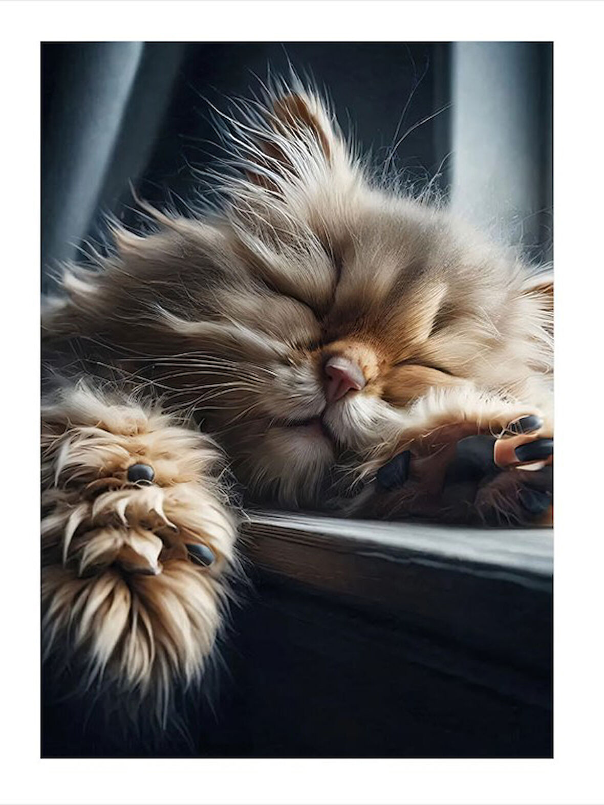 Pencerede Uyuyan Kedi Modern Mdf Tablo