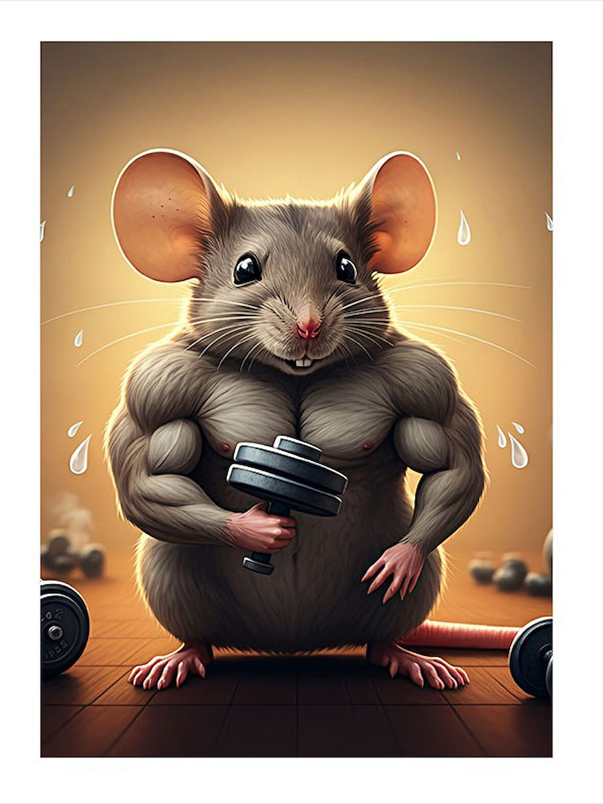 Kaslı Sporcu Fare Model Mdf tablo