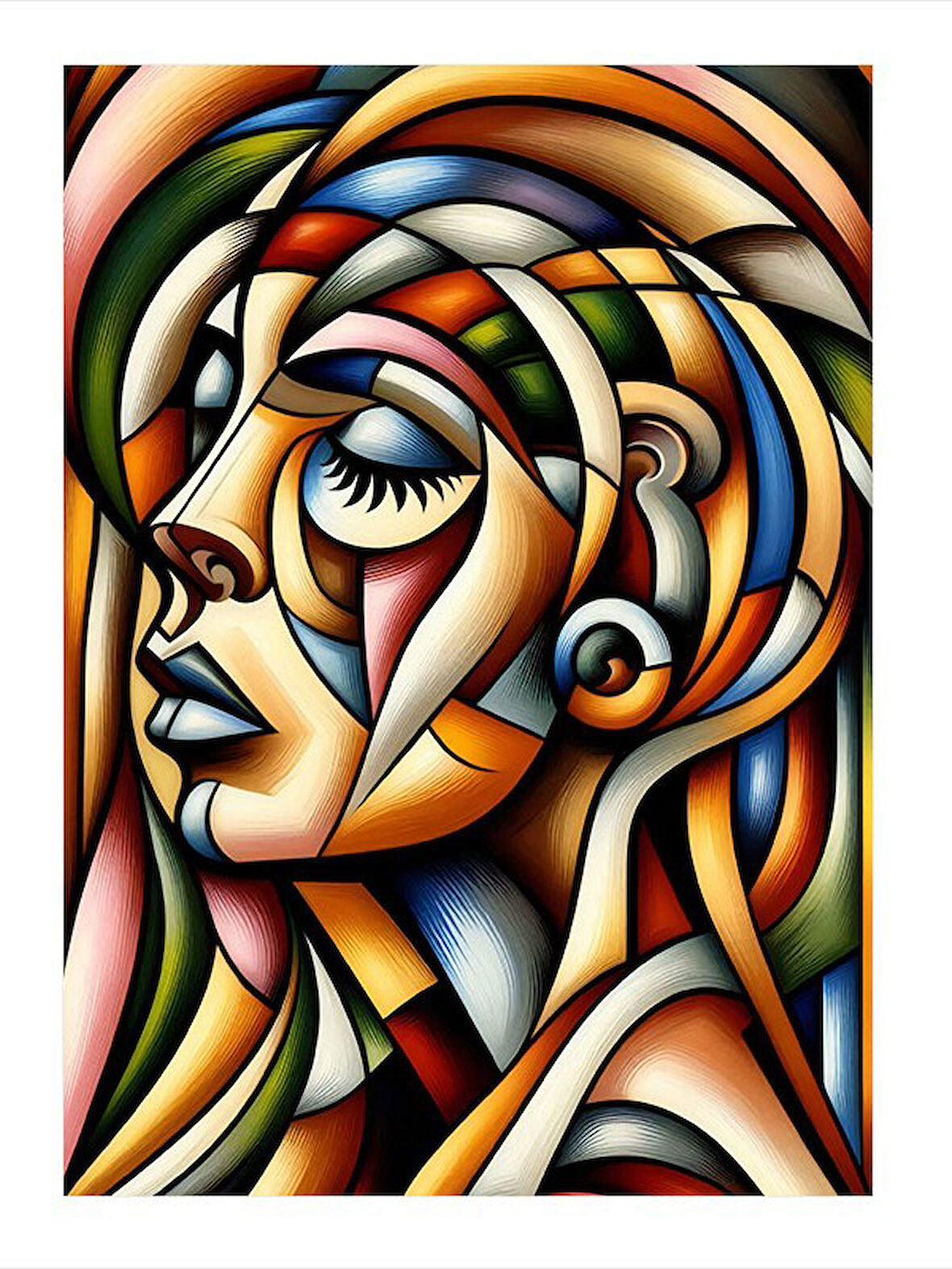 Soyut Kadın Portresi Model Ahşap Tablo