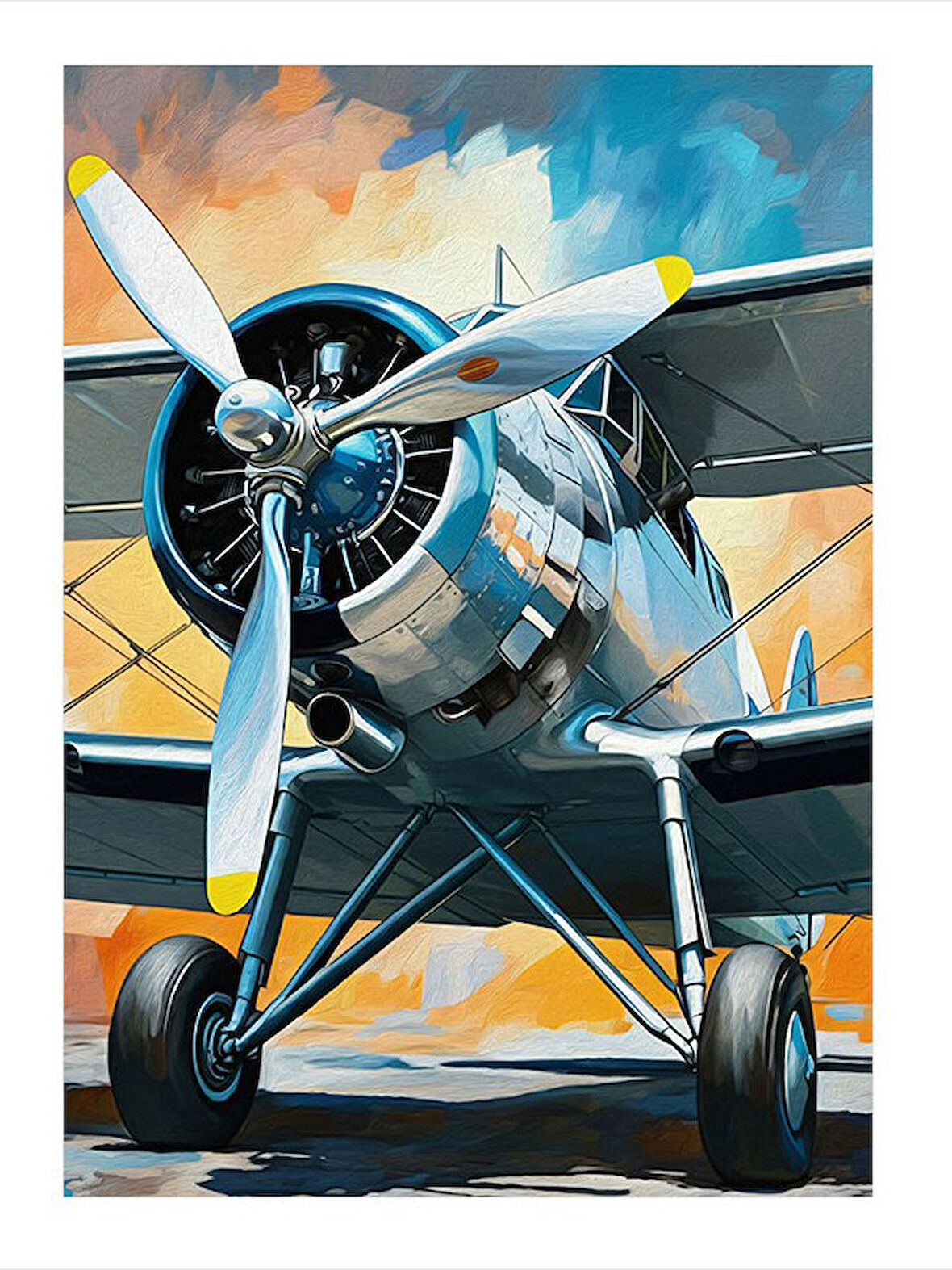 Eski Uçak Çizimi Tasarım Mdf Tablo