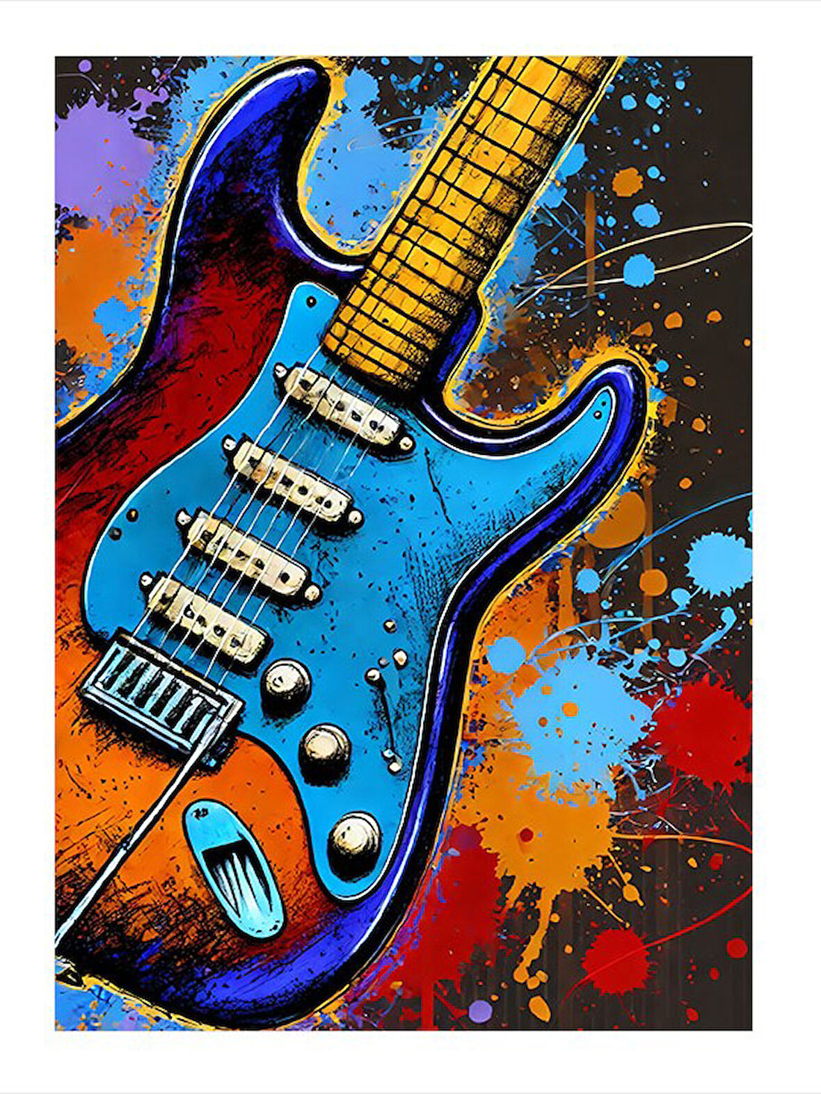 Coşkulu Gitar Ezgileri Modern Mdf Tablo