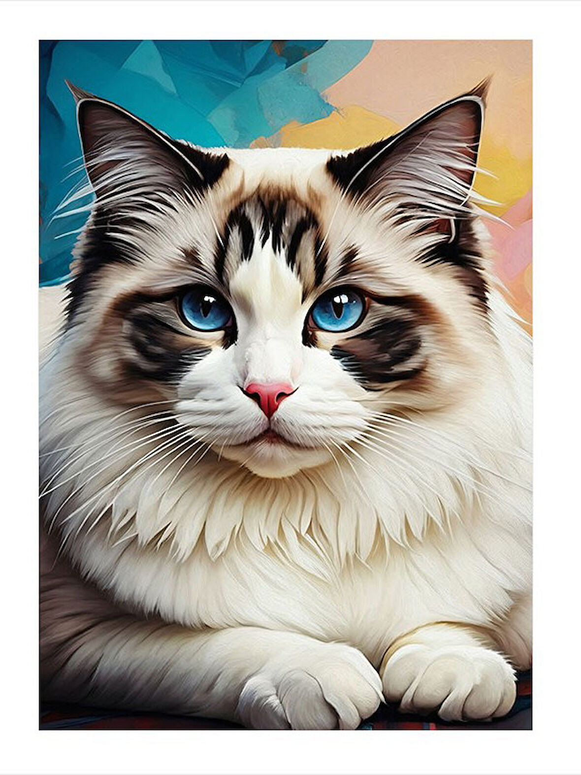 Masum Bakışlı Kedi Modern Ahşap Tablo