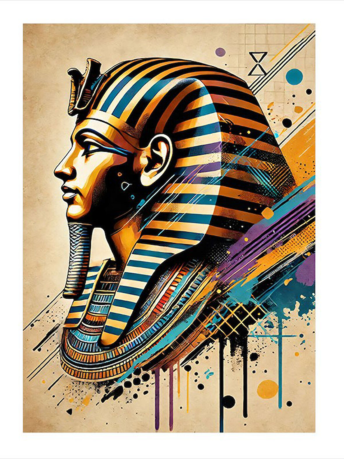 Mısır Kralı'Nın Gücü Tasarım Ahşap Tablo