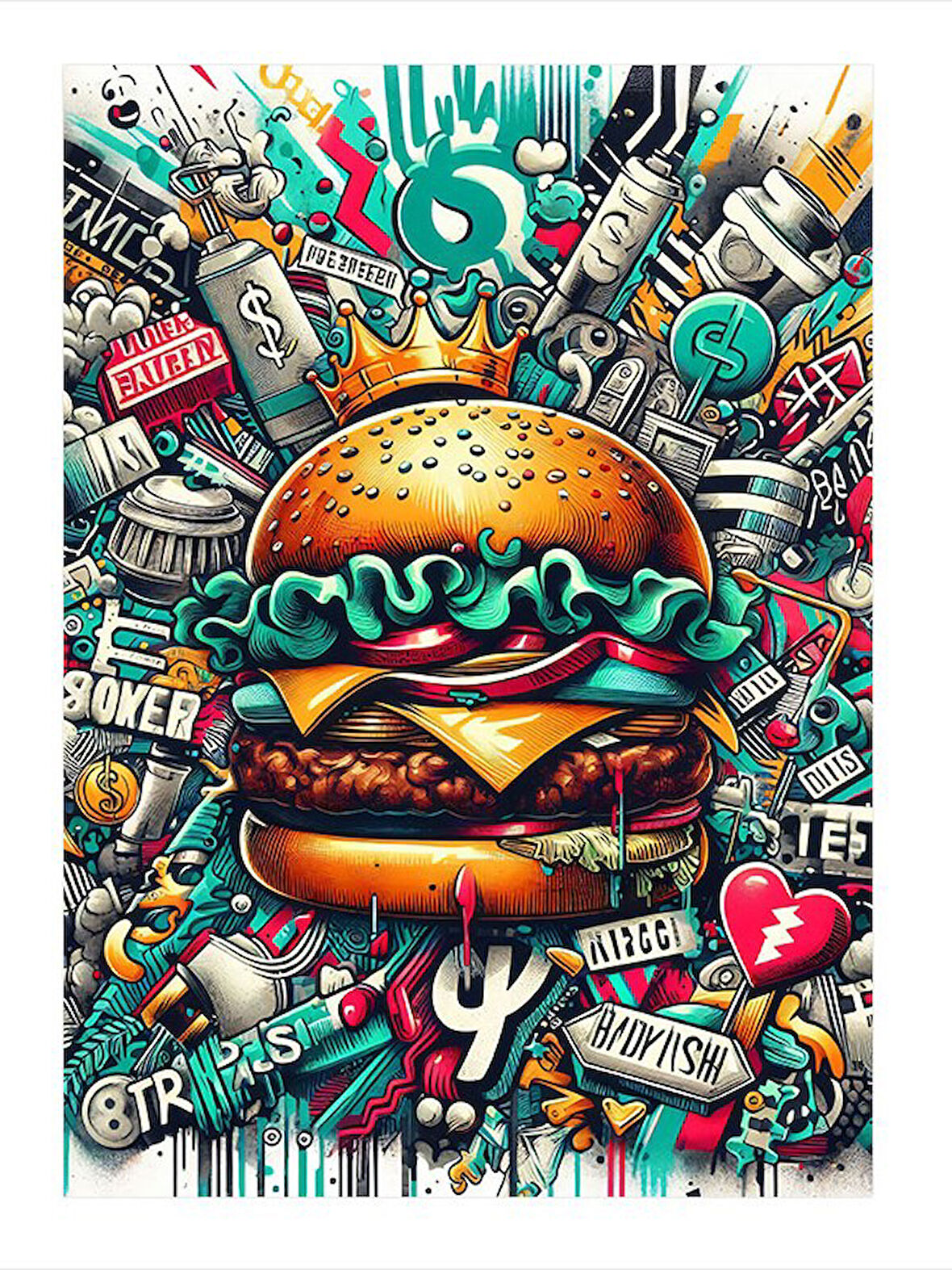 Hamburger Sanat Patlaması Art Mdf Tablo