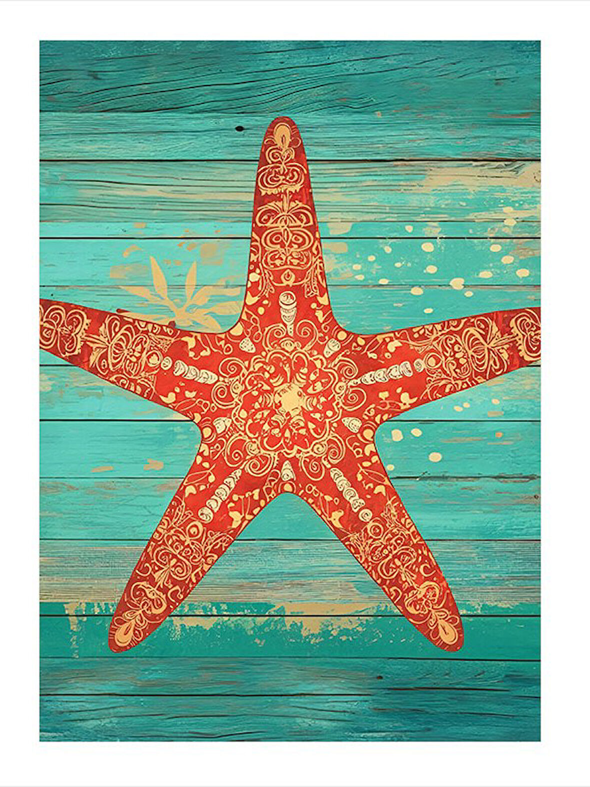 Deniz Kabuklu Yıldız Dekoru Model Mdf tablo