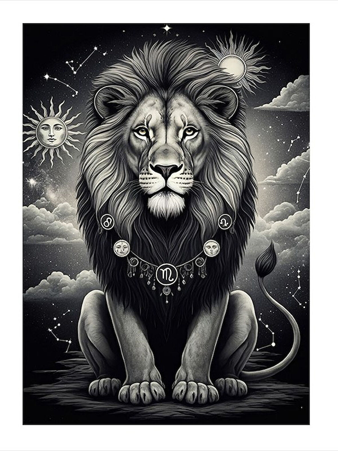 Aslanın Güçlü Duruşu Model Ahşap Tablo