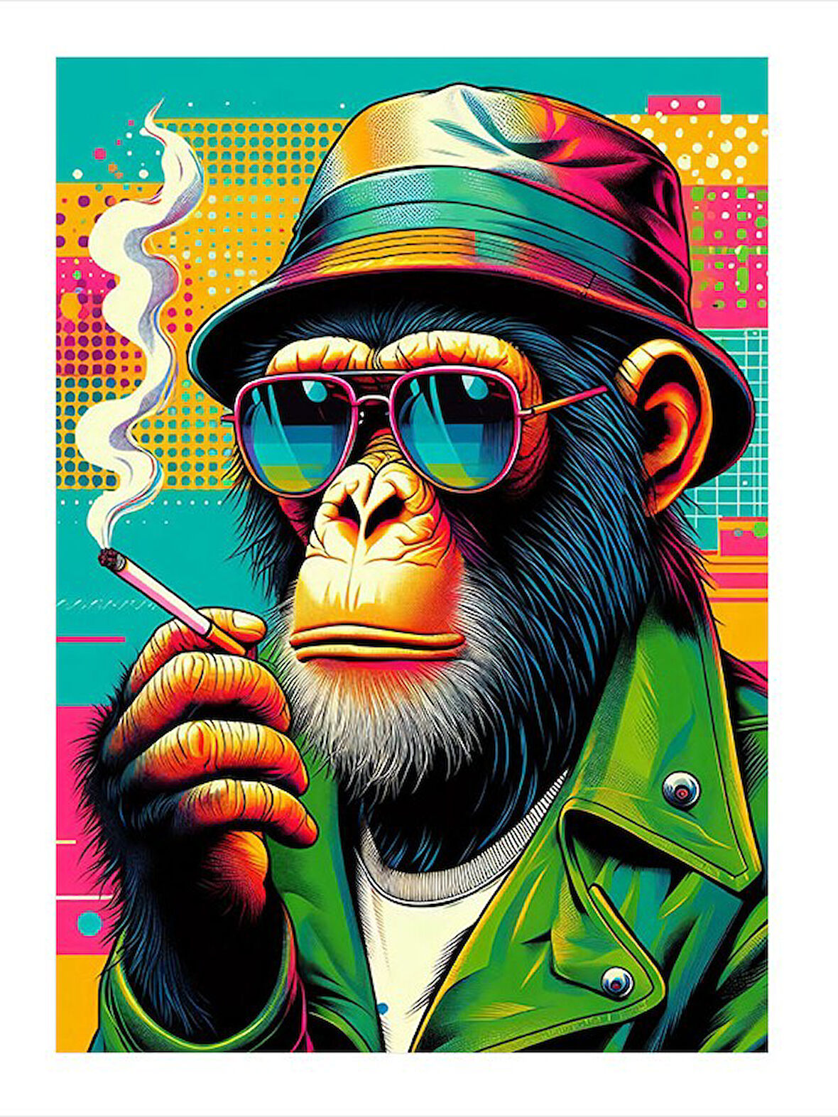 Gizemli Maymun Ve Sigara Mdf Tablo