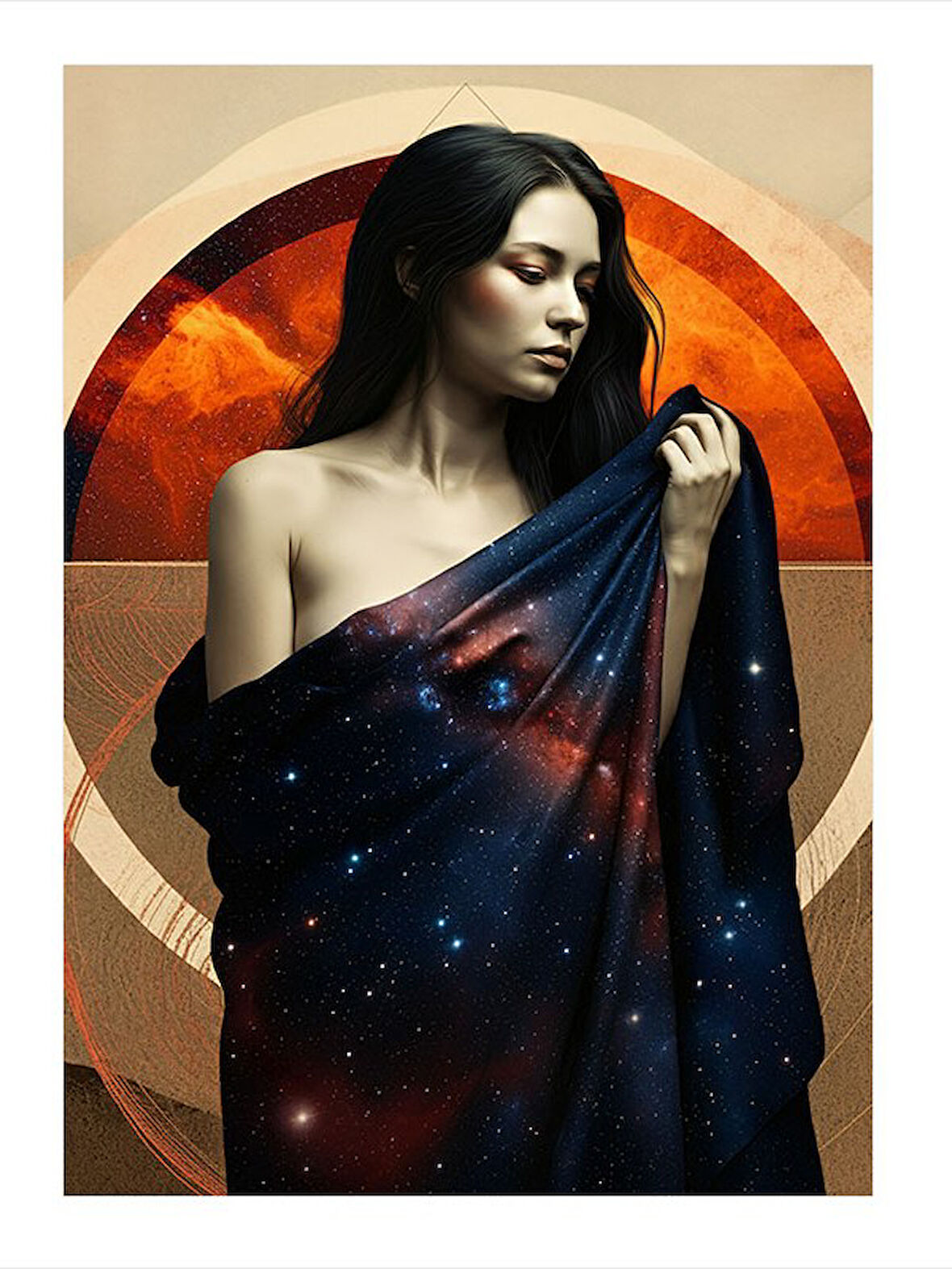 Yıldızların Altında Kadın Art Mdf Poster