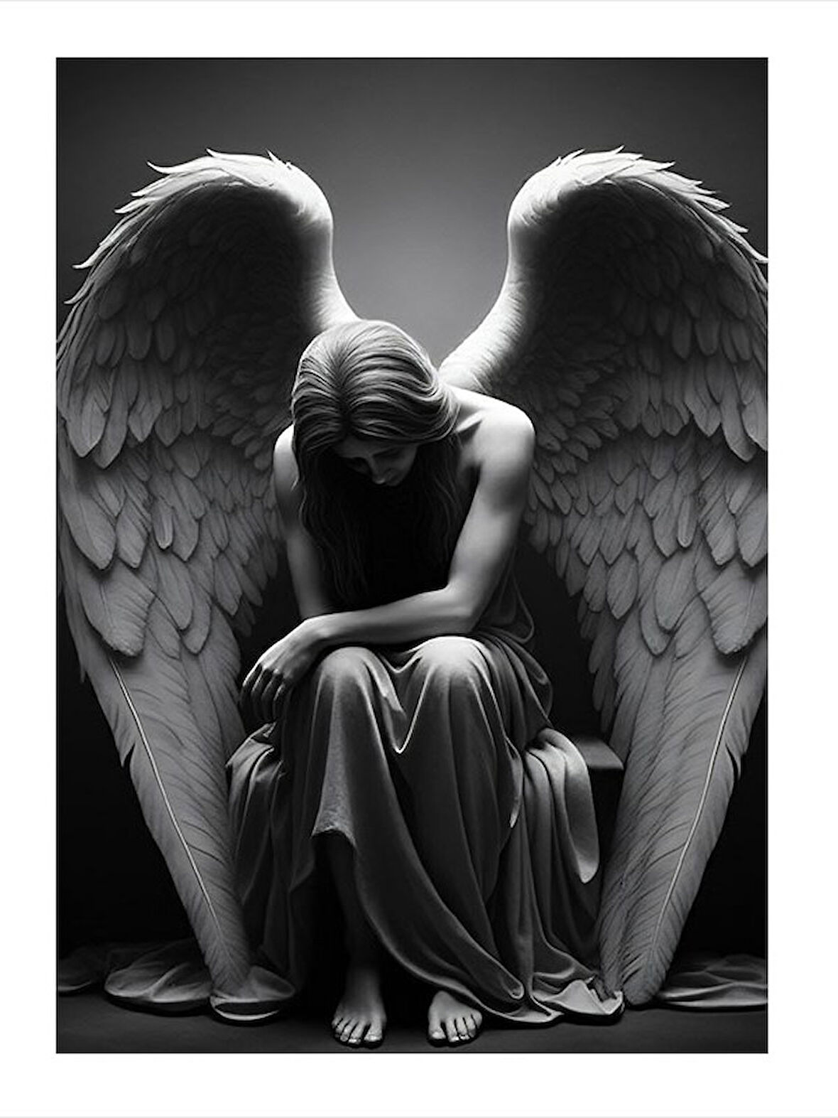 Melek Ve Hüzün Mdf Tablo