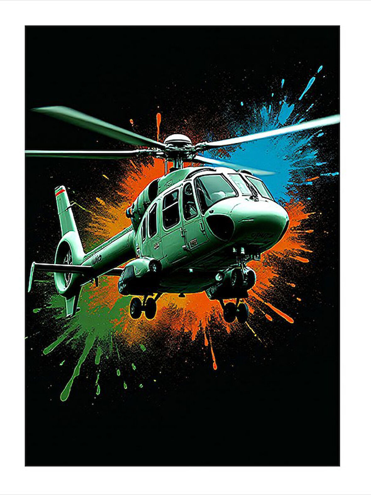 Helikopterin Renkli Hızı Dekoratif ahşap Tablo