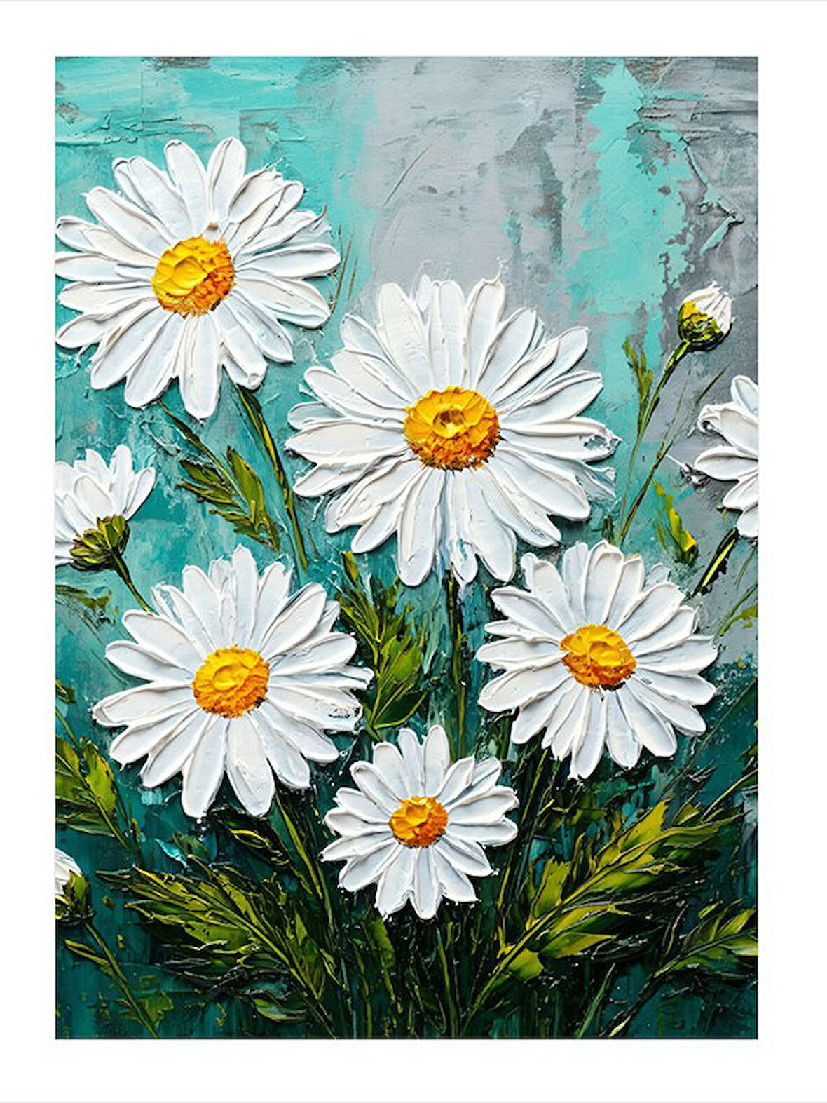 Papatyaların Tazeliği Desenli Ahşap Tablo