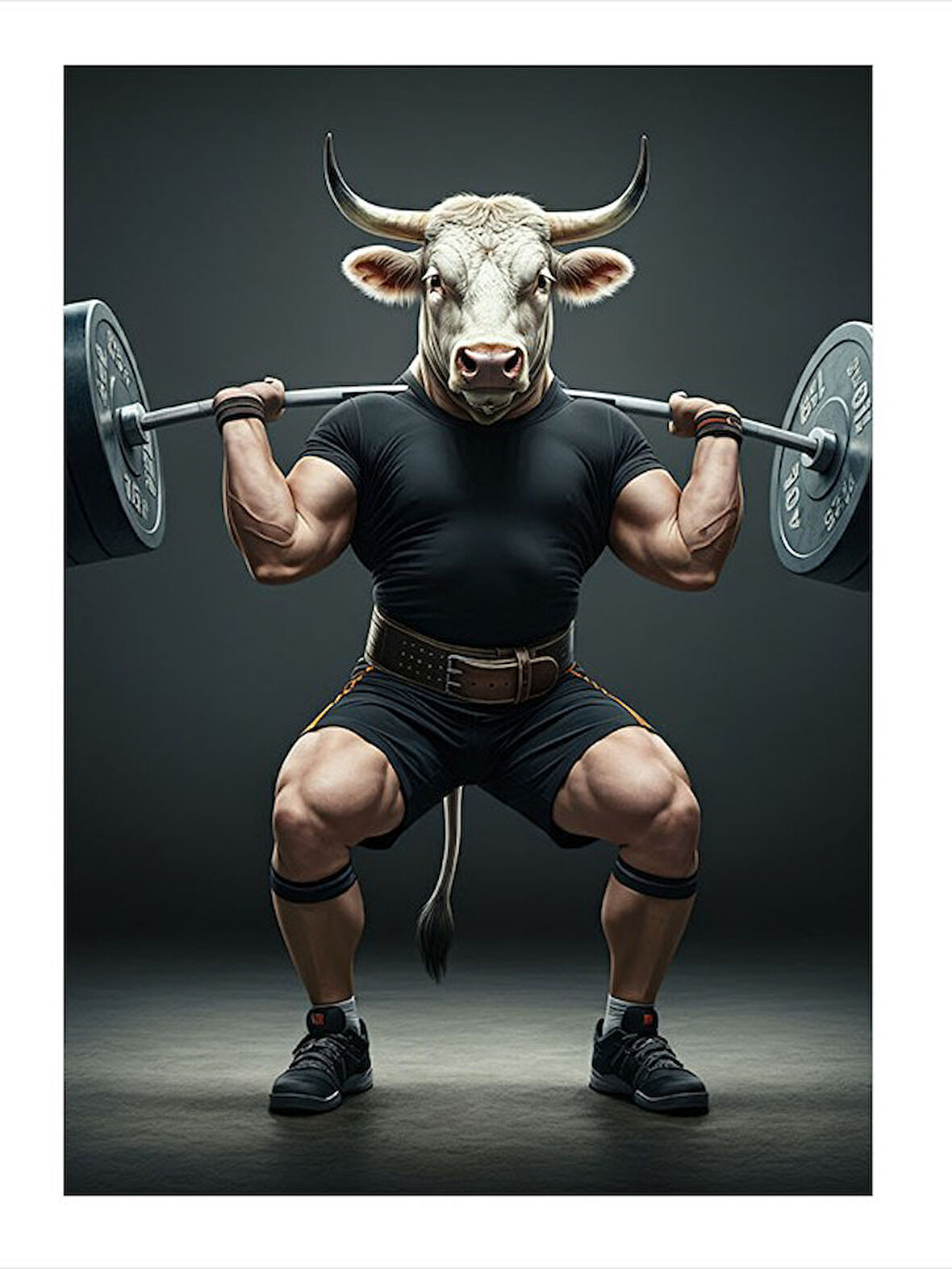 Güçlü Ve Kaslı Boğa Desenli Mdf Tablo