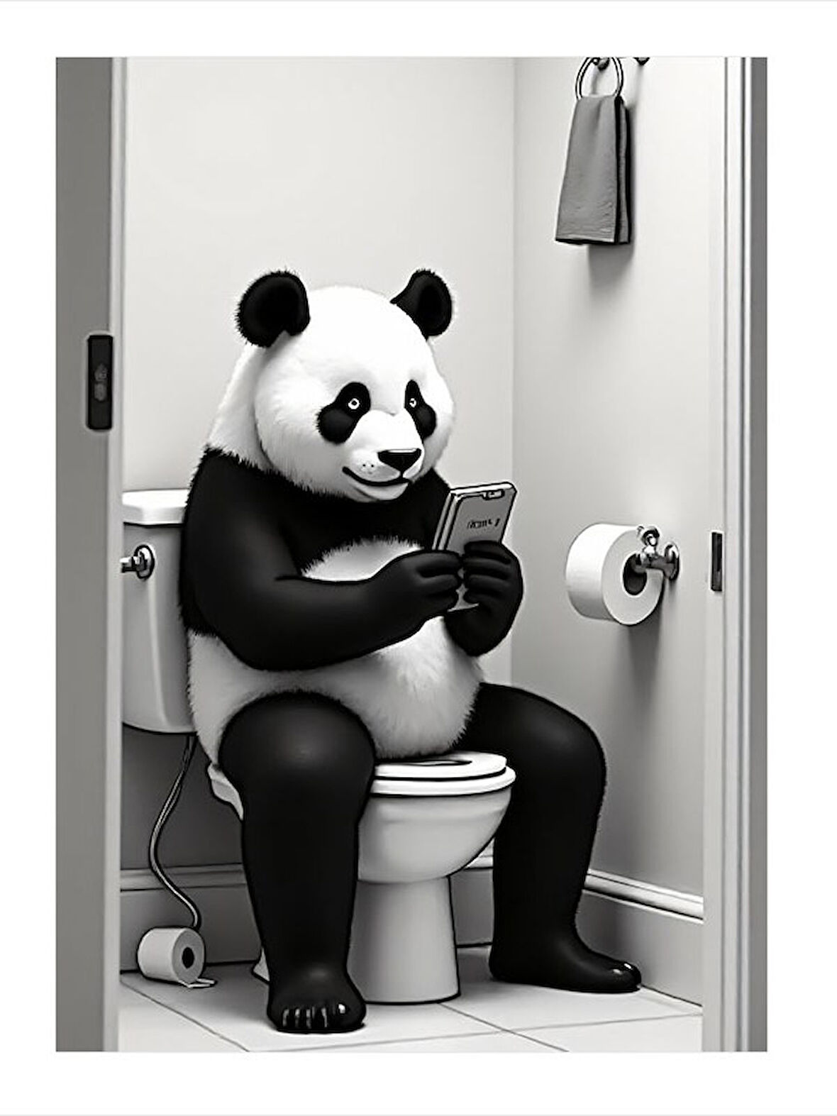 Tuvalette Panda Eğlencesi Model Mdf tablo