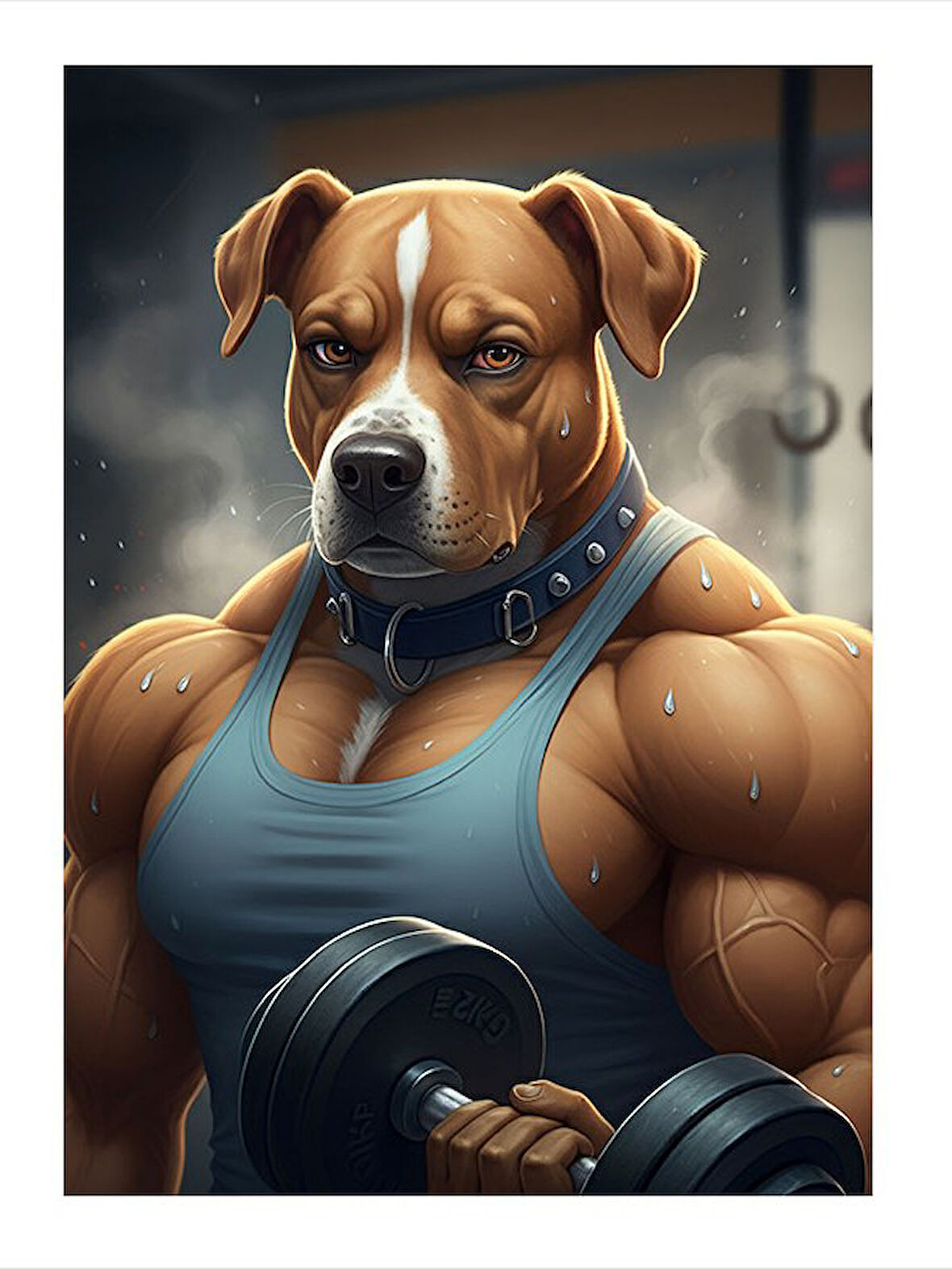 Kaslı Köpek Gücü Hediyelik Ahşap Tablo