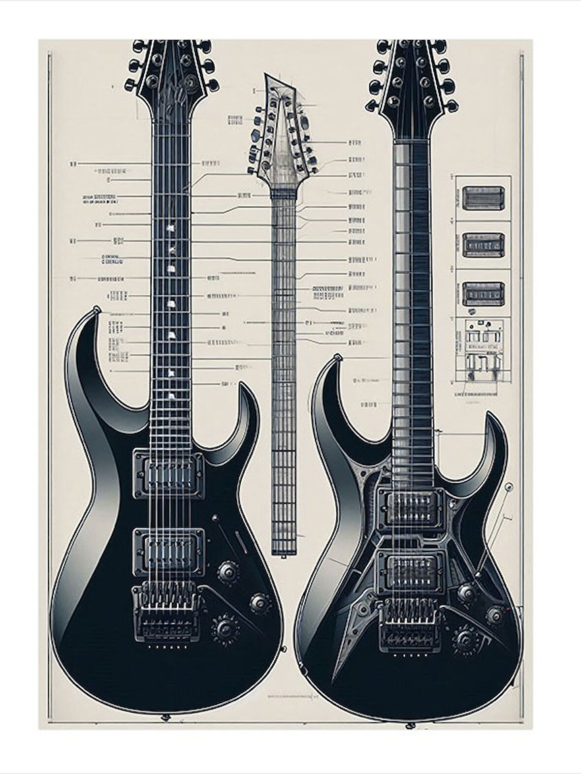 Siyah Gitar İhtişamı Art Mdf Poster