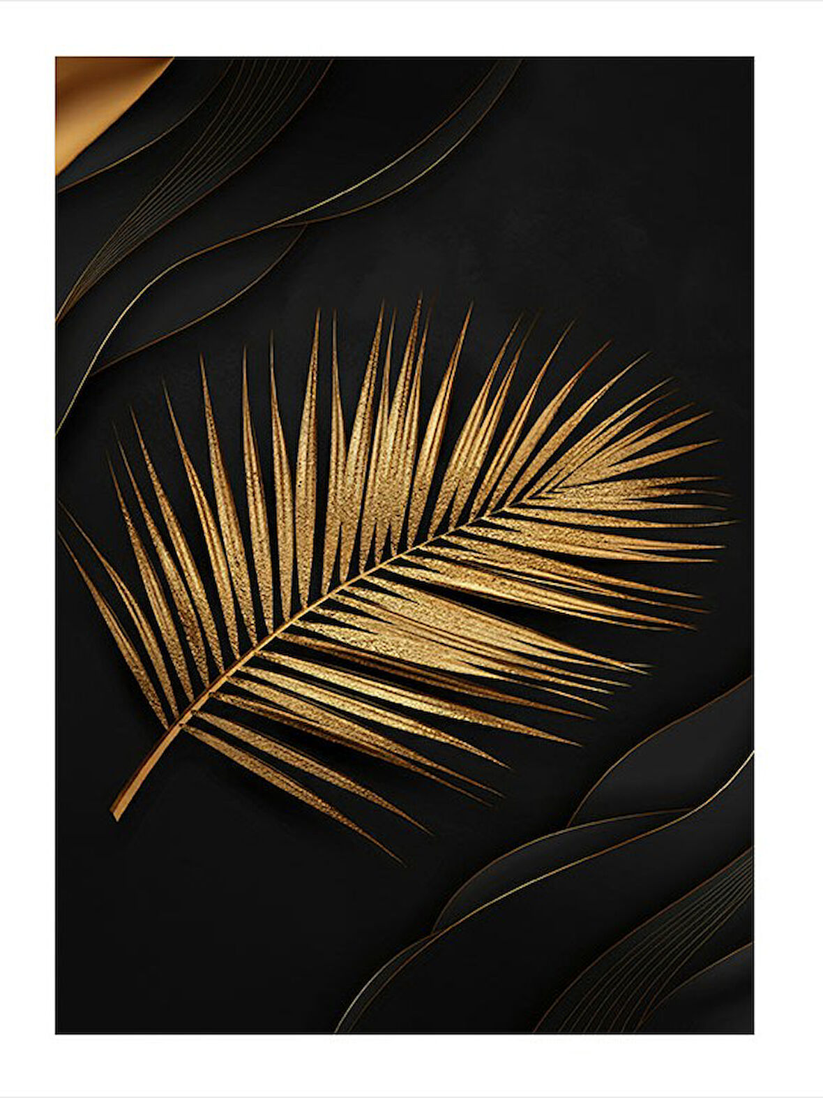 Altın Yaprak Sanatı Desenli Ahşap Tablo