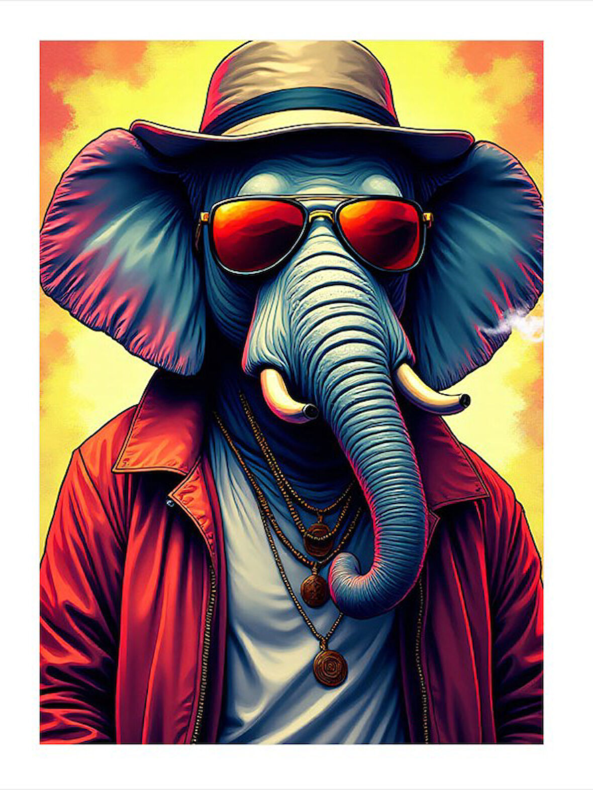 Renkli Fil Şıklığı Mdf poster