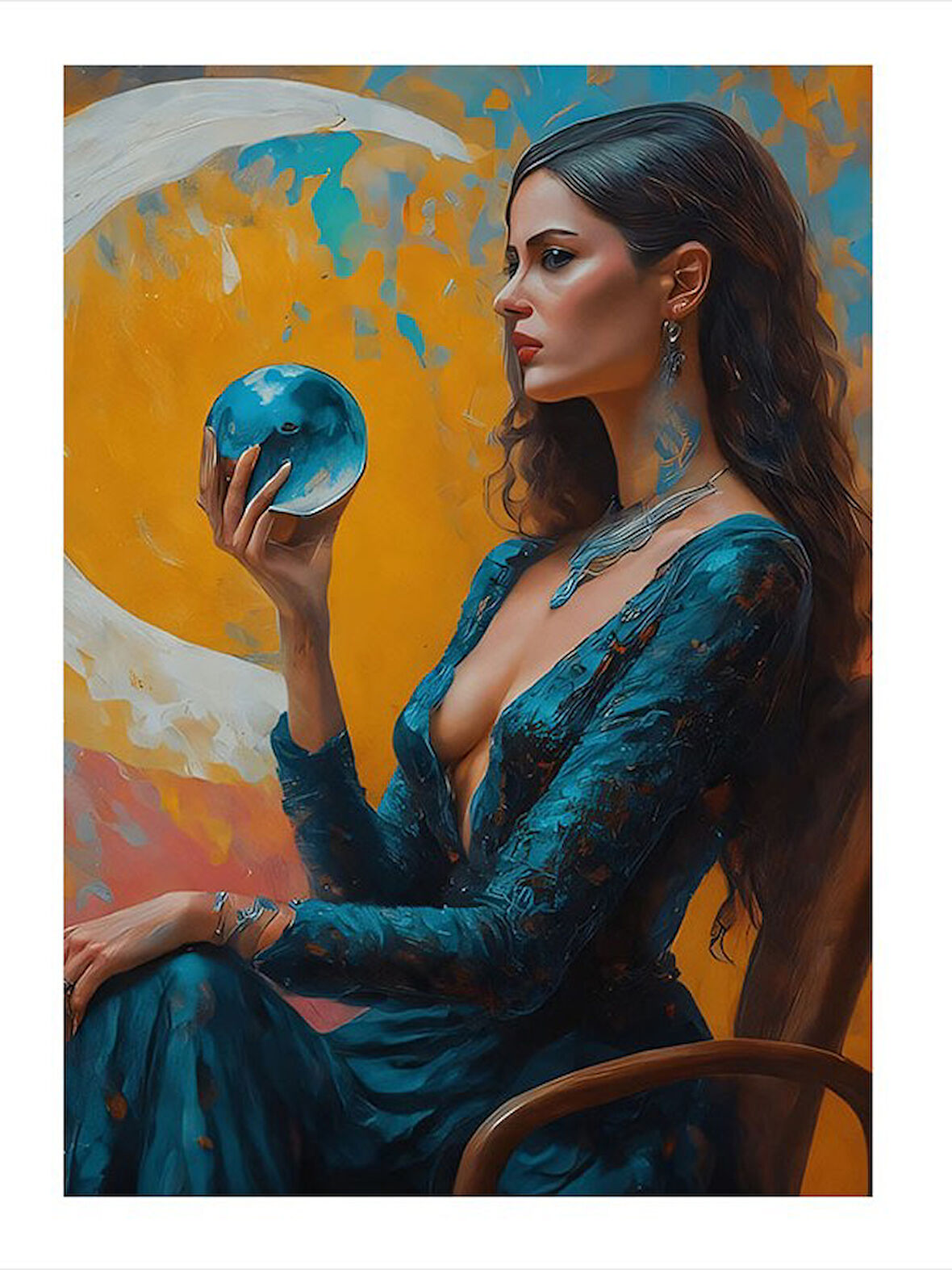 Kristal Küre İle Gelecek Desenli Mdf Tablo