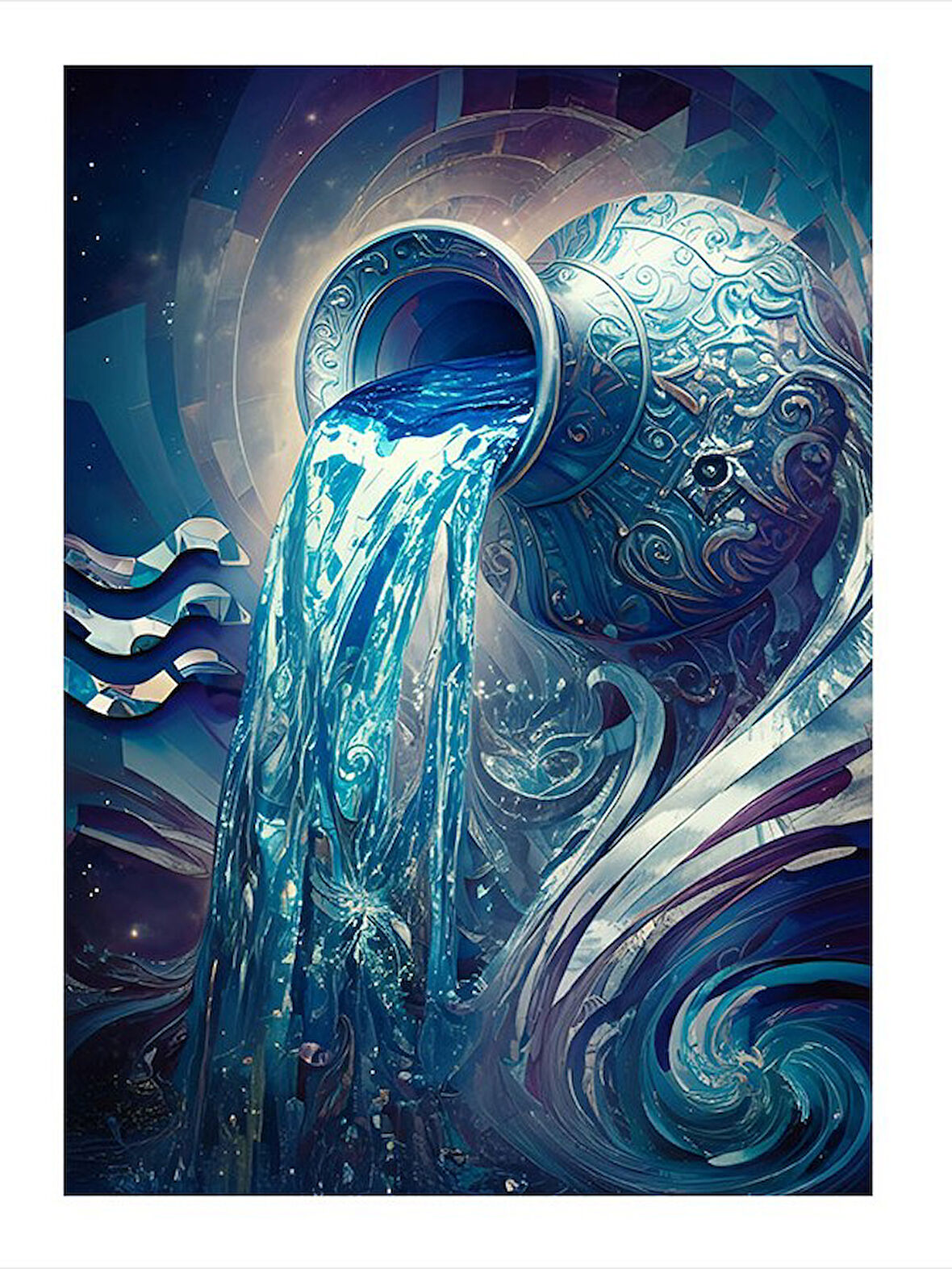 Kova Burcu Dekoratif ahşap Tablo