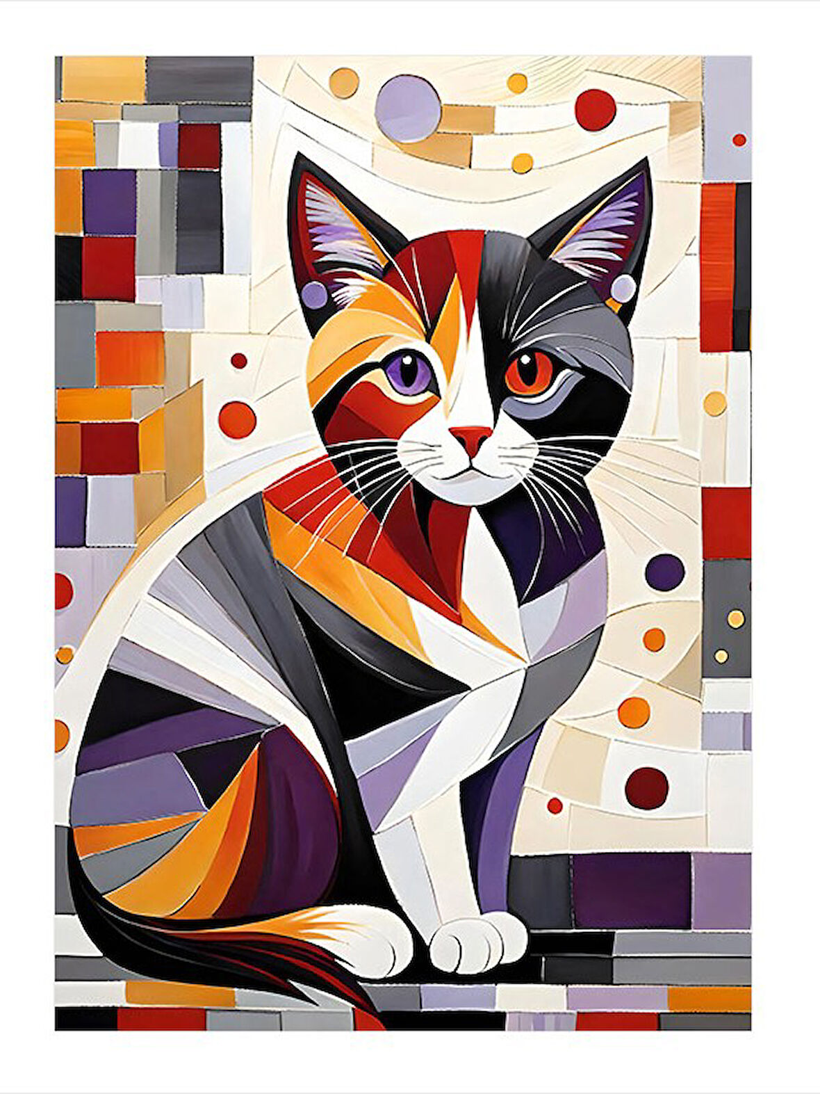 Mozaik Kedi Şıklığı Art Mdf Tablo