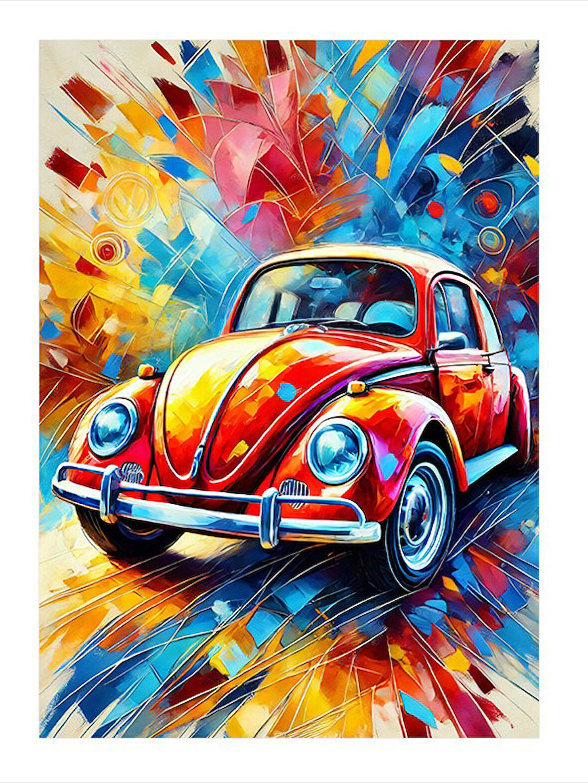 Renkli Vosvos Macerası Tasarım Mdf Tablo