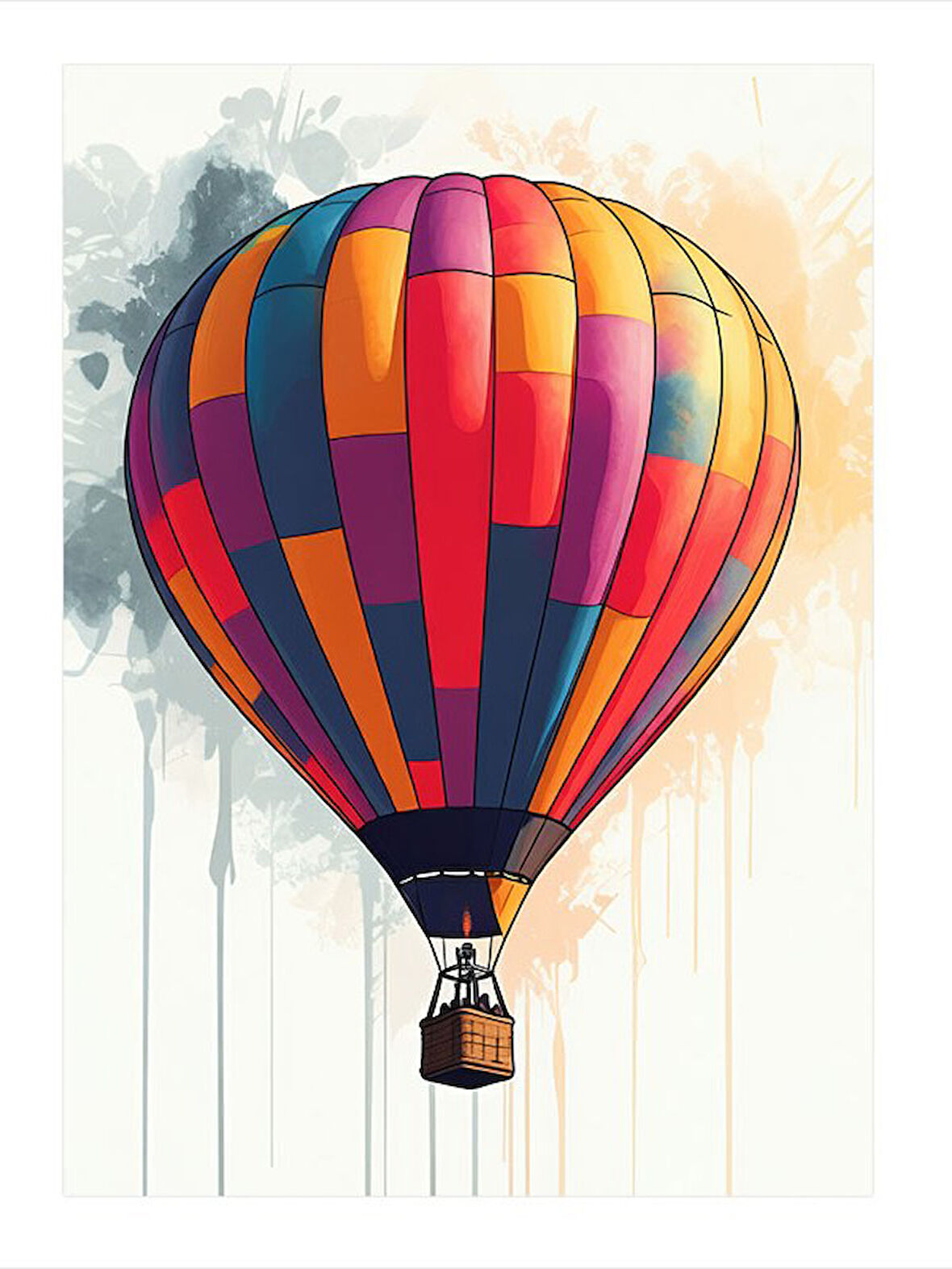 Gökyüzündeki Renkli Balon Art Mdf Poster