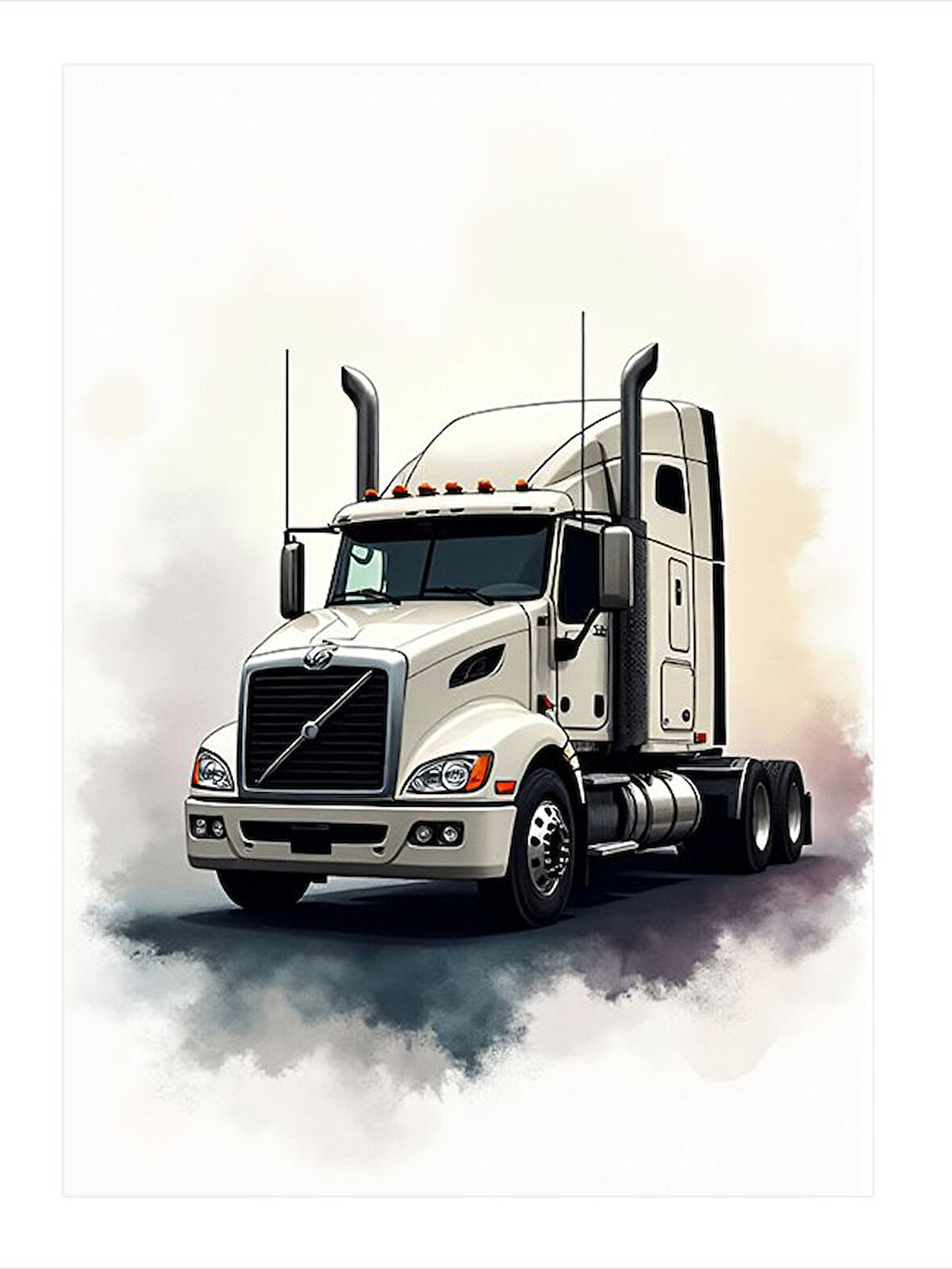 Yolda Güçlü Kamyon Tasarım Ahşap Tablo