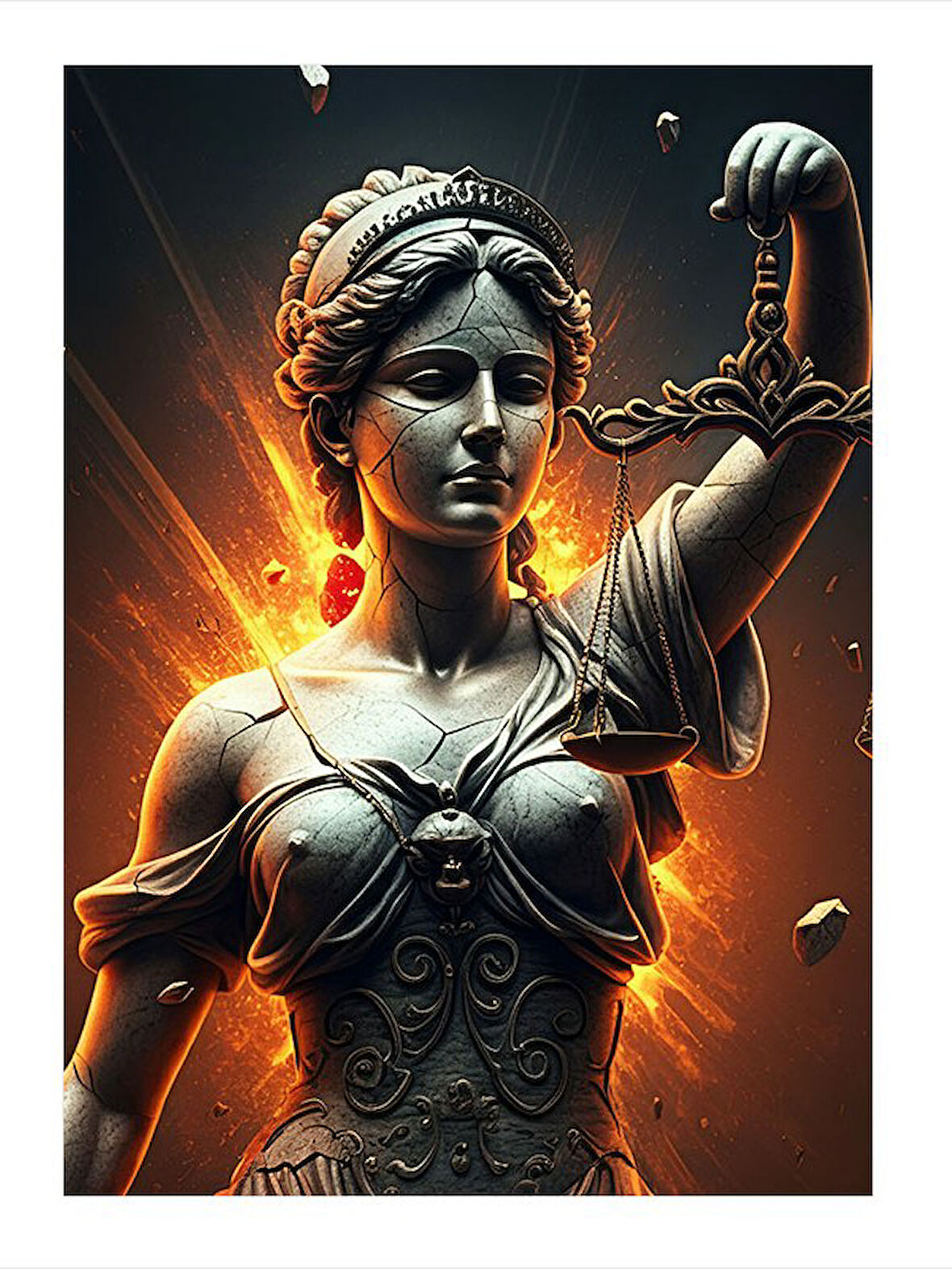 Adalet Heykeli Desenli Mdf Tablo