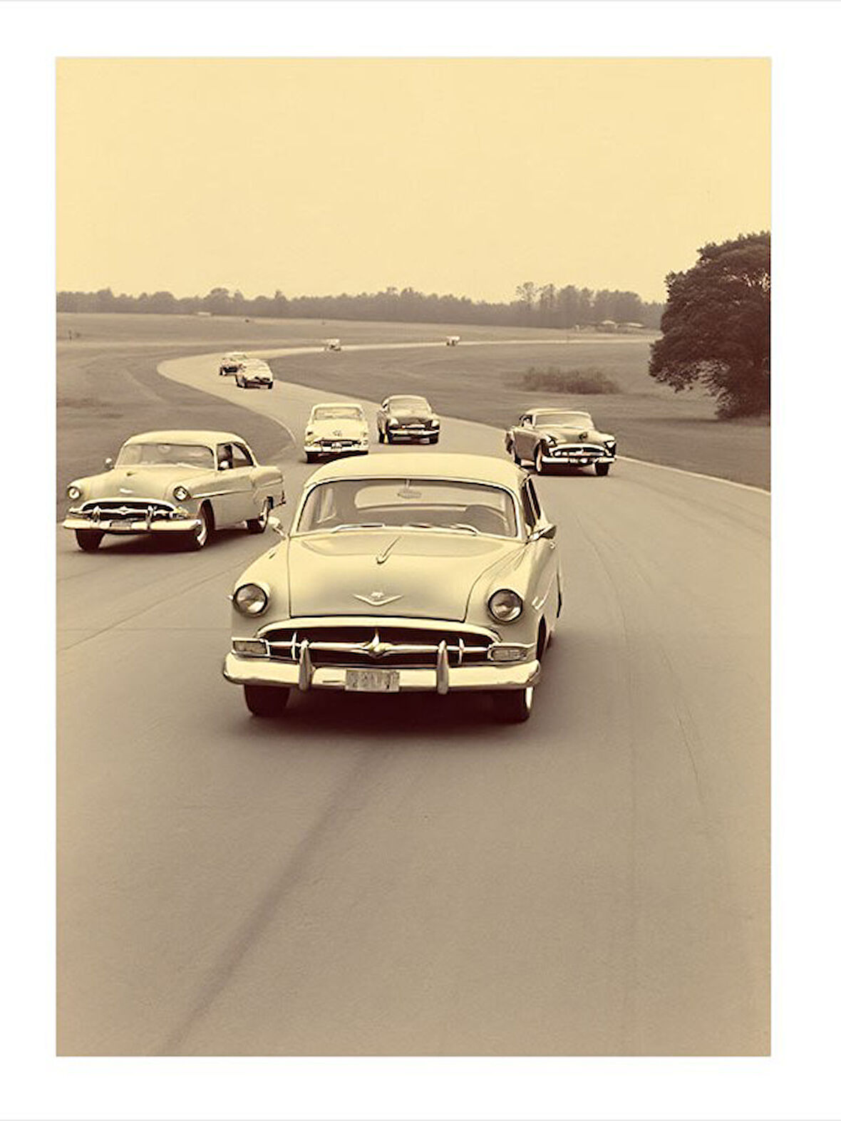 Klasik Arabaların Turu Model Mdf tablo