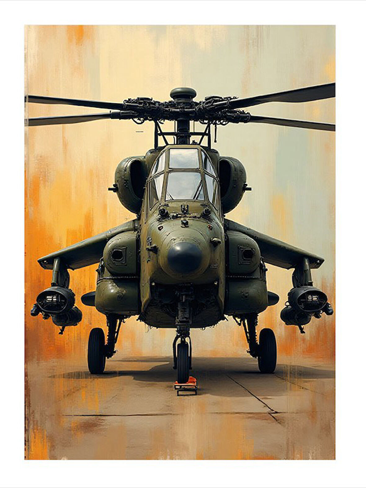 Savaşçı Helikopter Hareketi Modern Ahşap Tablo