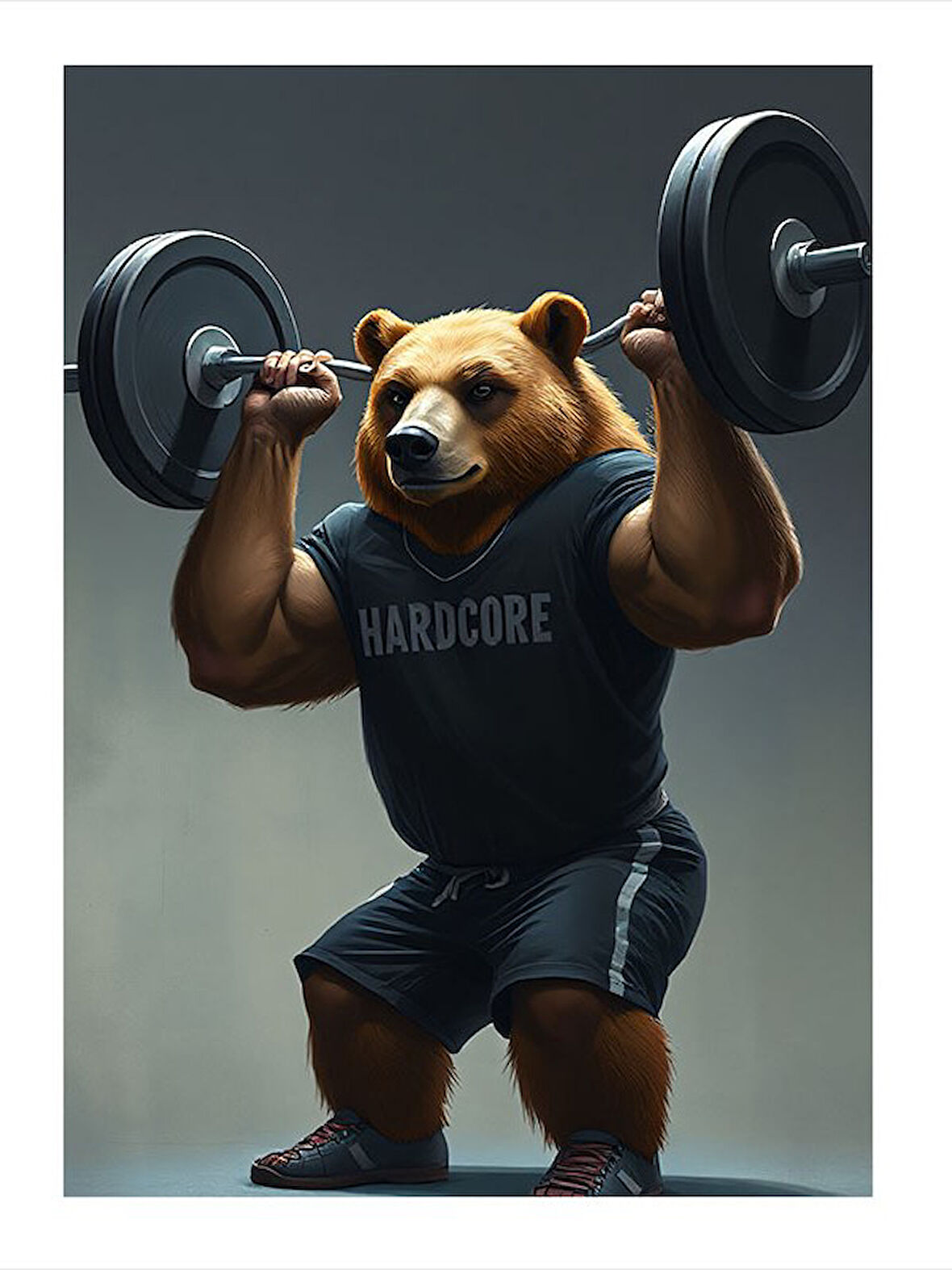 Ağırlık Kaldıran Ayı Gücü Modern Ahşap Tablo