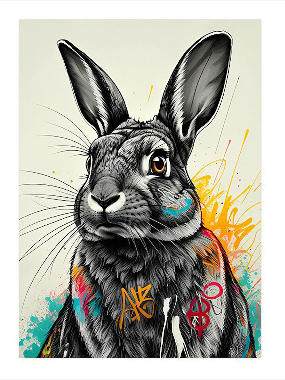 Resmi Tavşan Şıklığı Desenli Mdf Tablo