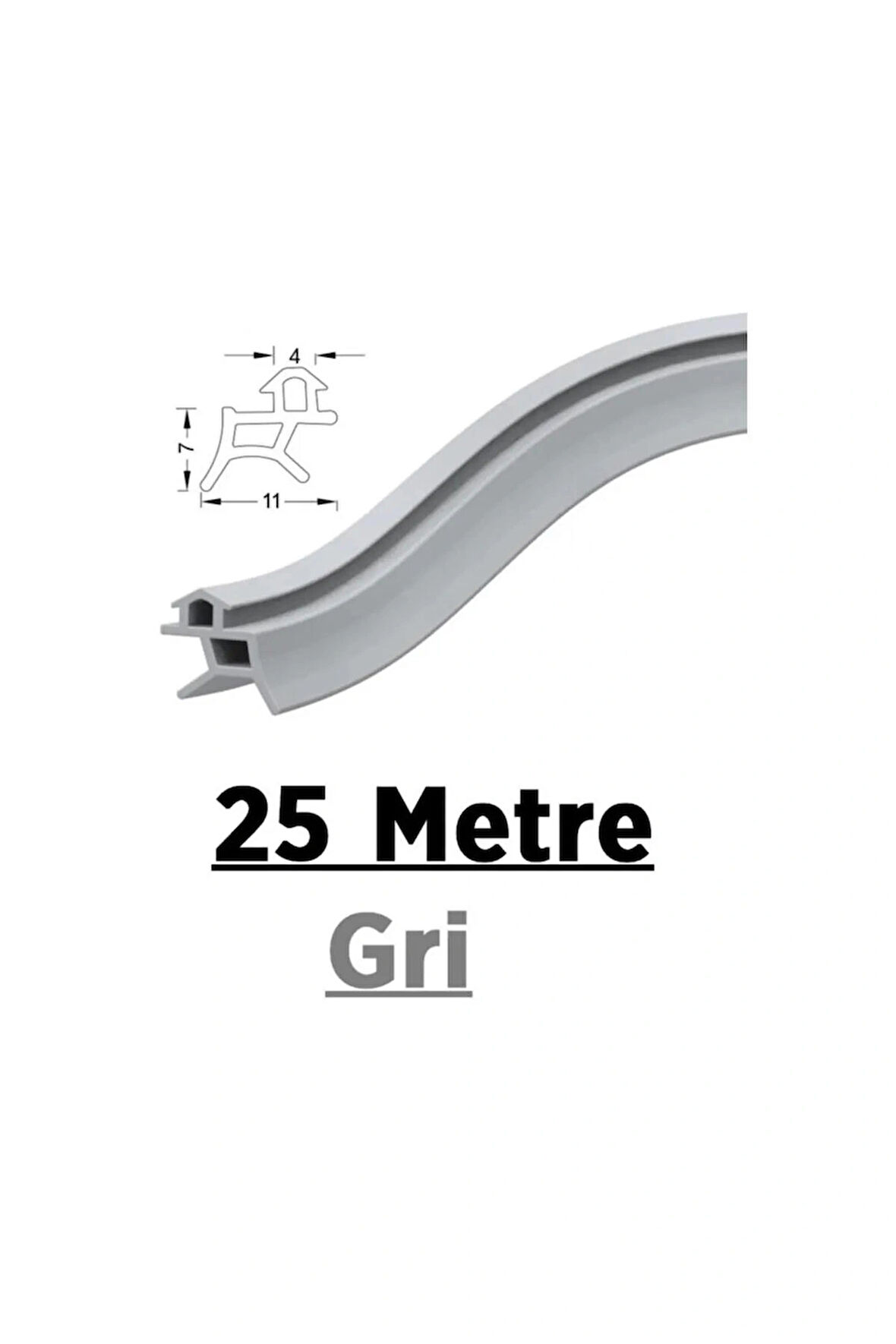 PVC kapı ve pencere fitili 25 metre gri