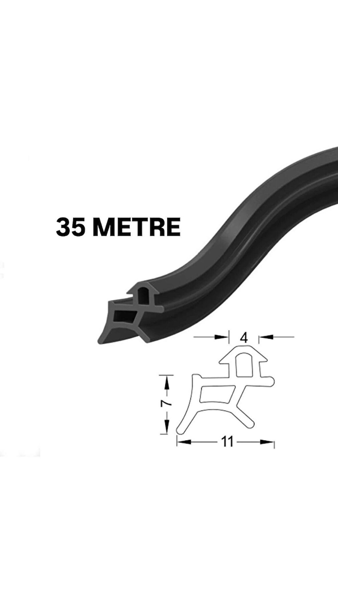 PVC kapı ve pencere fitili 35 metre siyah