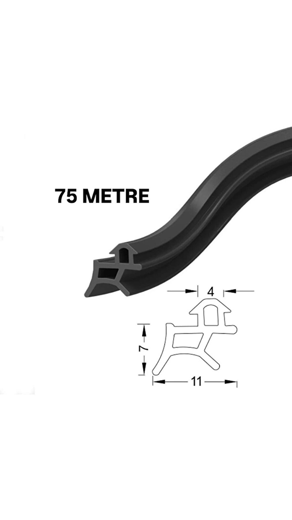 PVC kapı ve pencere fitili 75 metre siyah