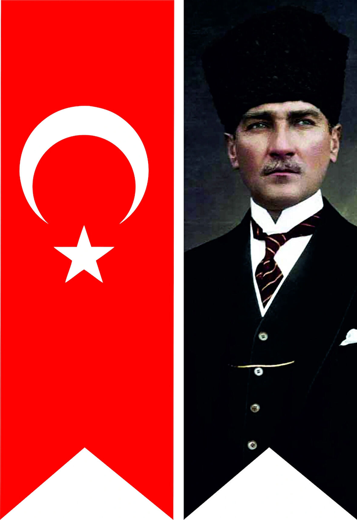 TÜRK BAYRAĞI VE ATATÜRK BASKILI KIRLANGIÇ BAYRAK TAKIM 50*150