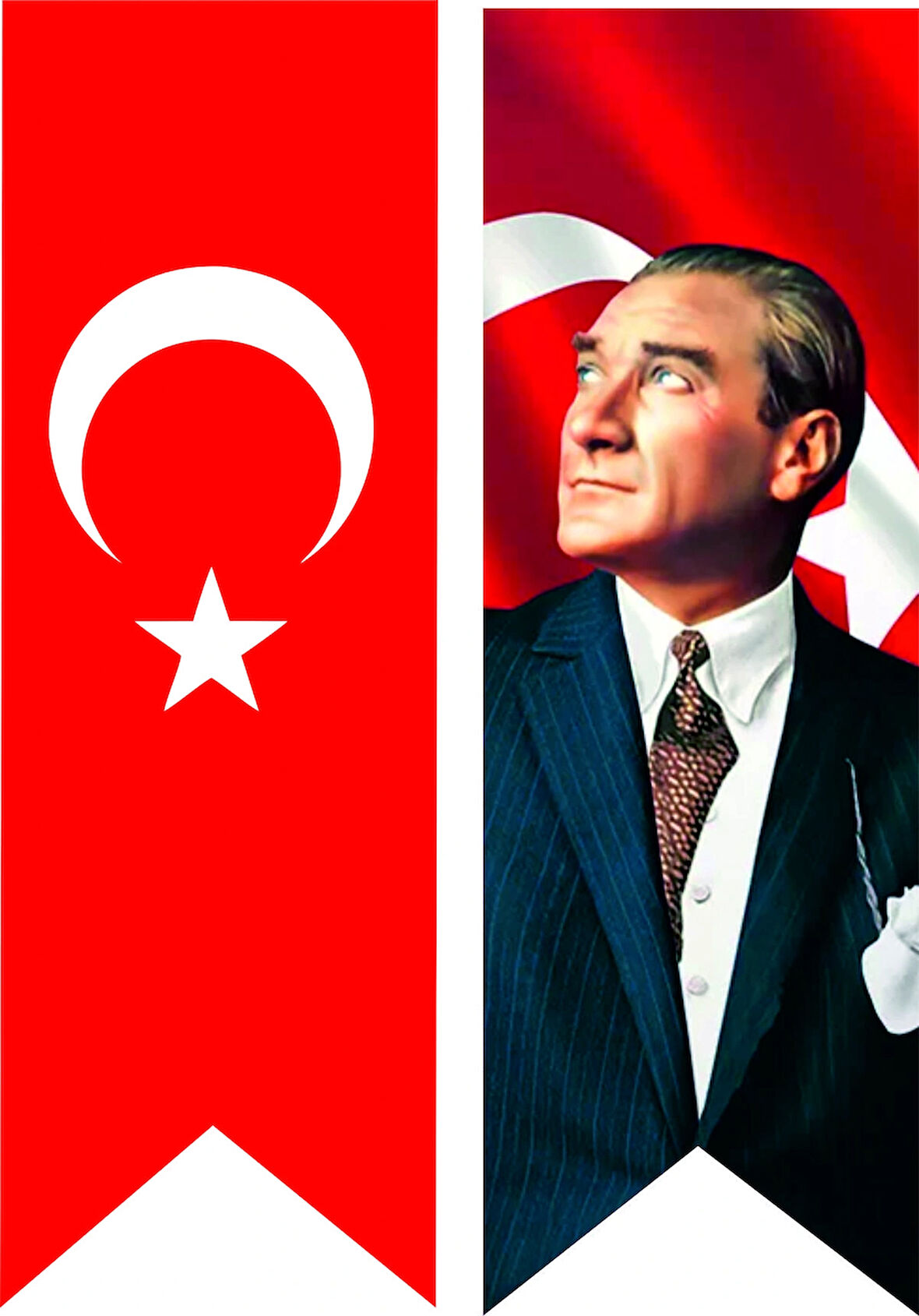 TÜRK BAYRAĞI VE ATATÜRK BASKILI KIRLANGIÇ BAYRAK TAKIM 50*150