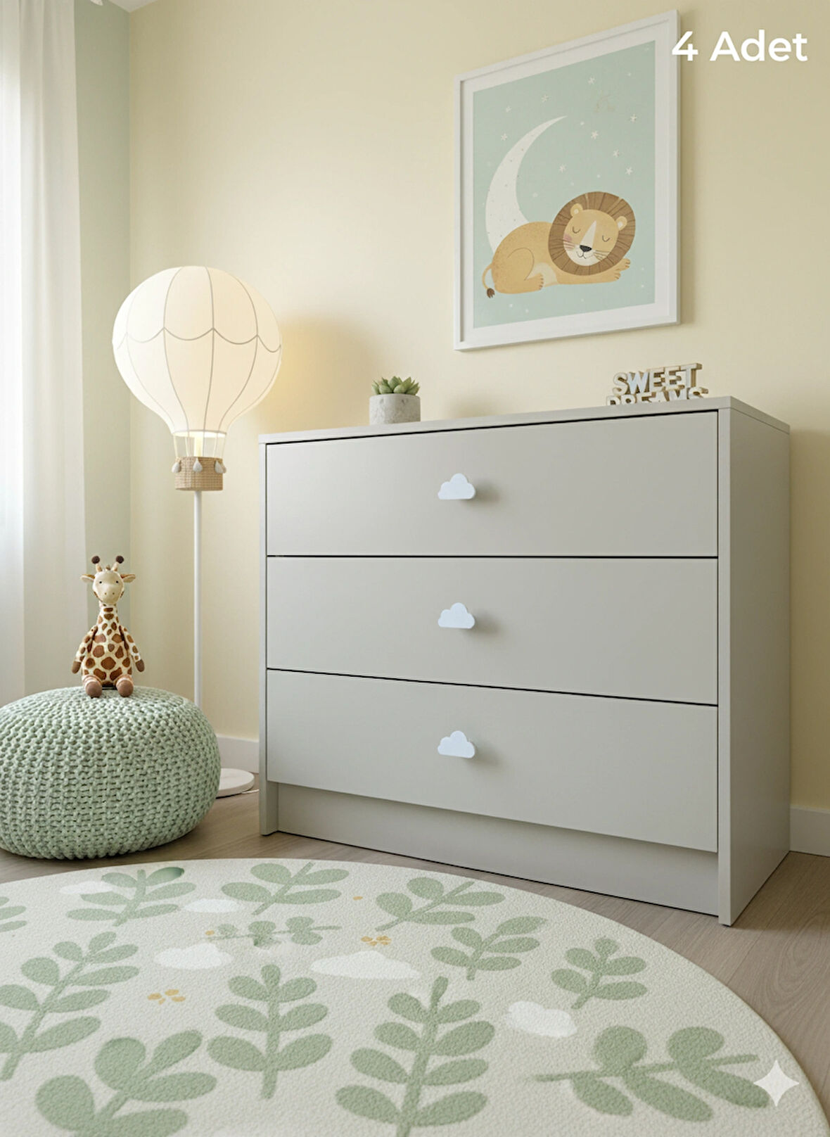 Bulut Emaye Beyaz Mobilya Kulpu 4 Adet